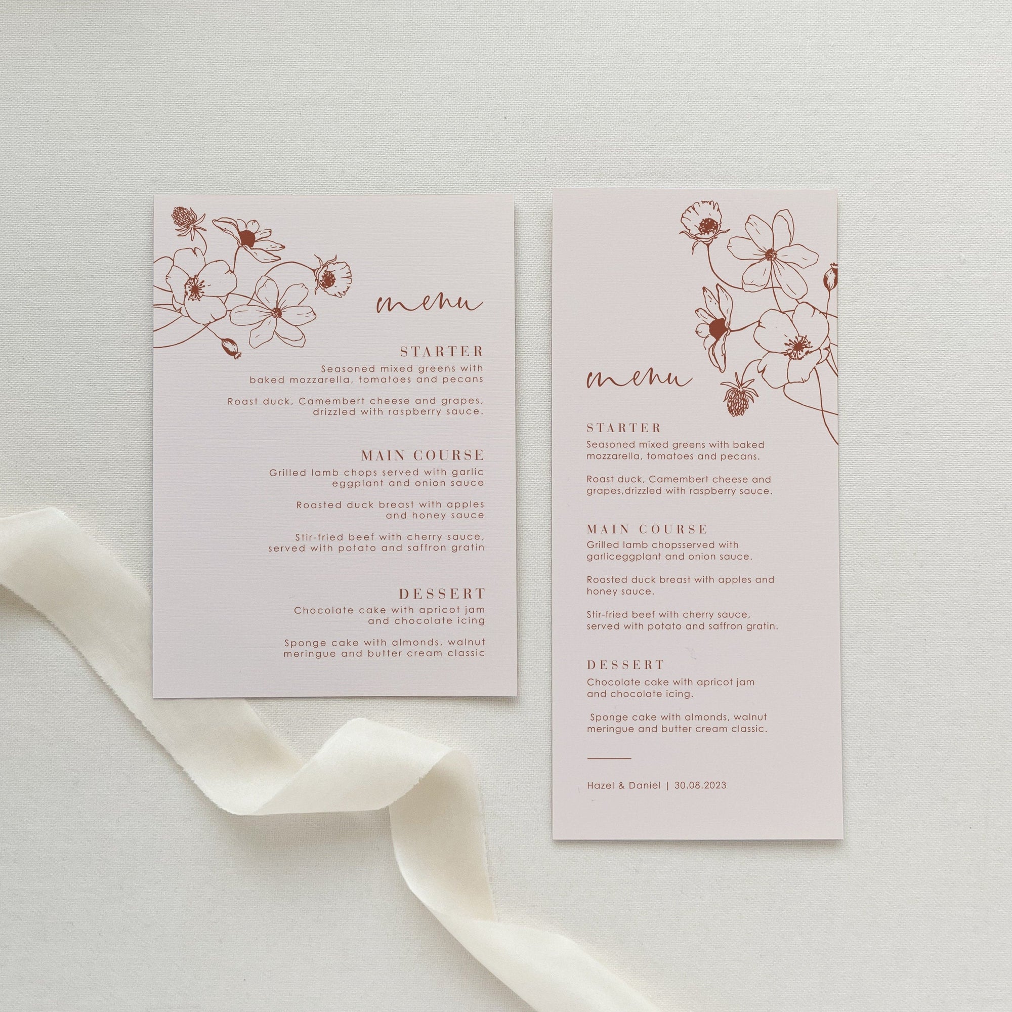 HAZEL Printable Menu Template for Wedding