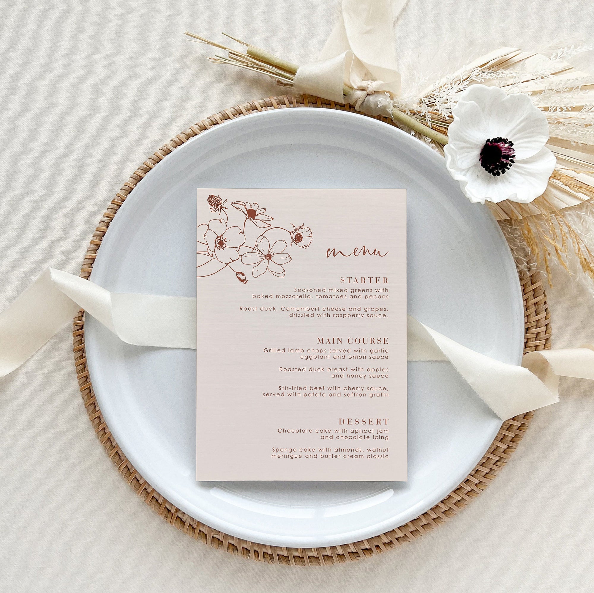 HAZEL Printable Menu Template for Wedding