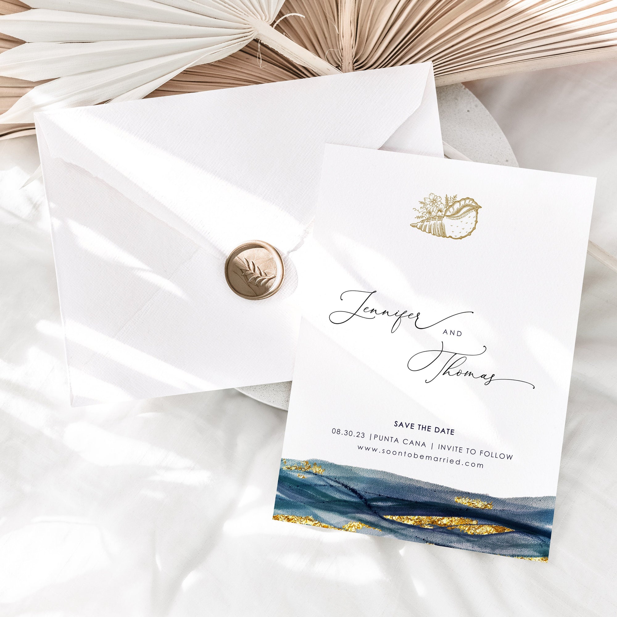 Noa | Navy & Gold Nautical Save the Date Template