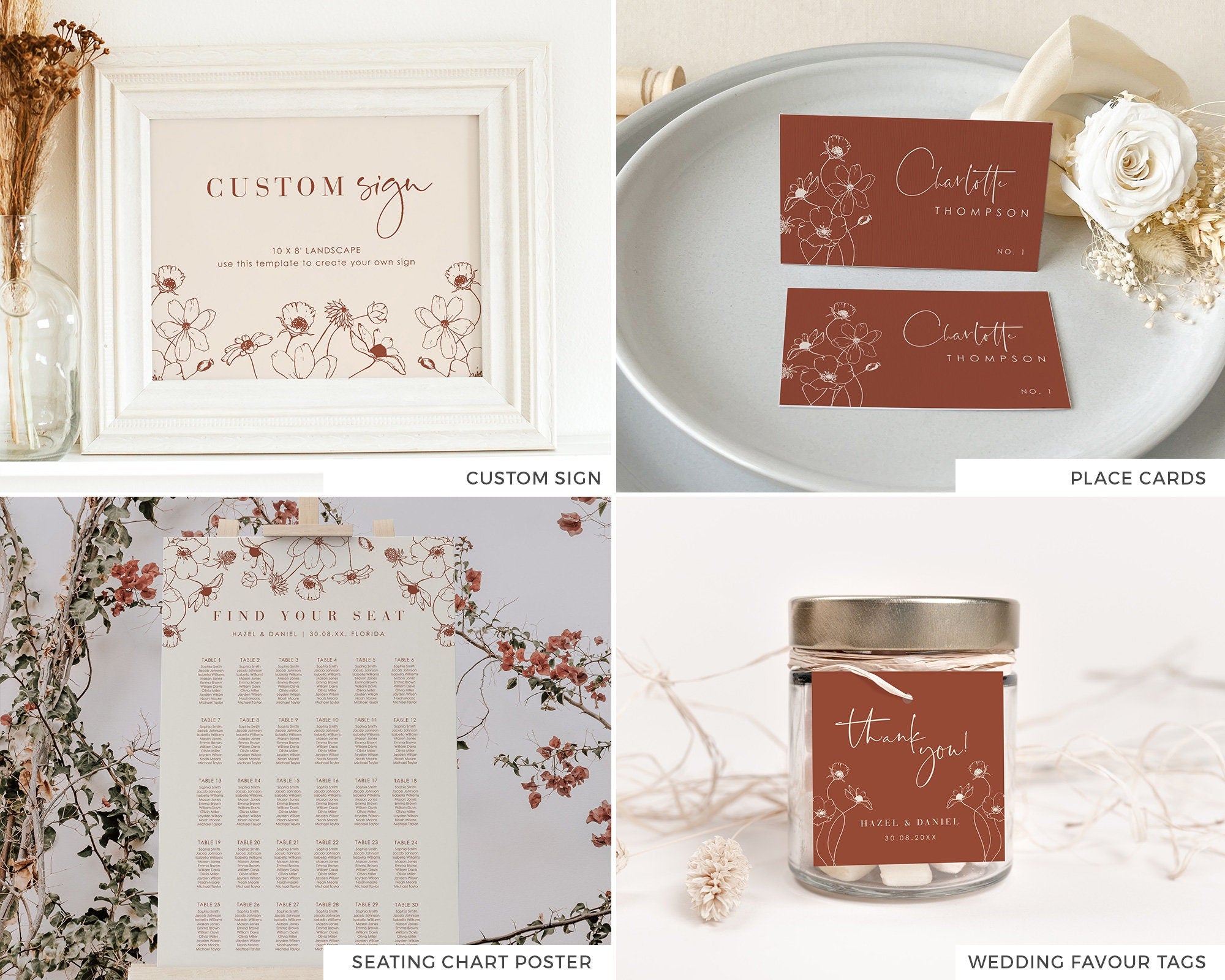 HAZEL Terracotta Wedding Stationery Templates Bundle