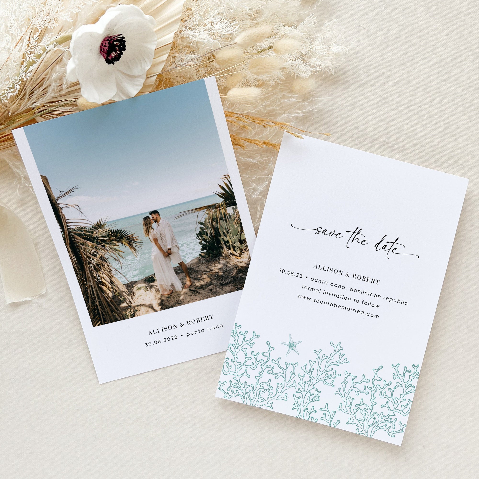 Aida | Ocean Wedding Save the Date Template with Photo