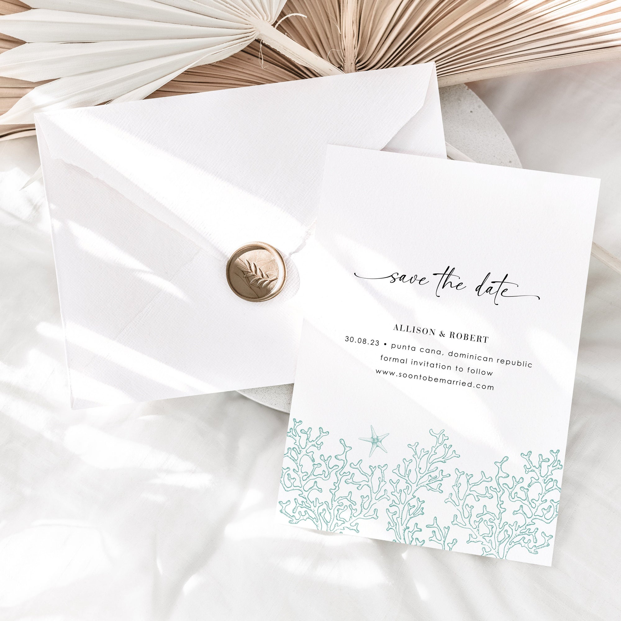 Aida | Ocean Wedding Save the Date Template with Photo