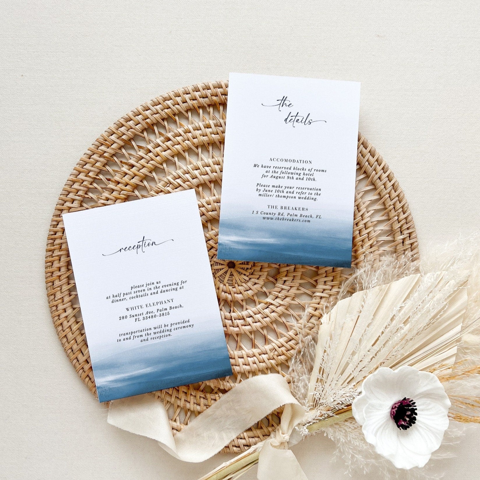 Elettra | Modern Beach Wedding Invitation Template with Rsvp