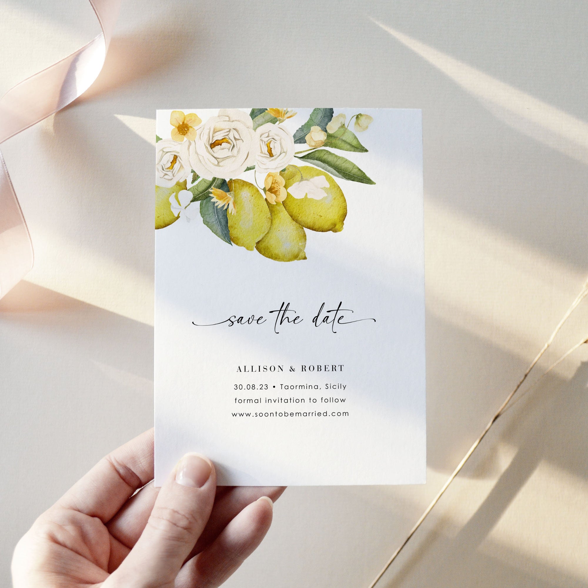 Amelia | Mediterranean Italy Save the Date with Lemon