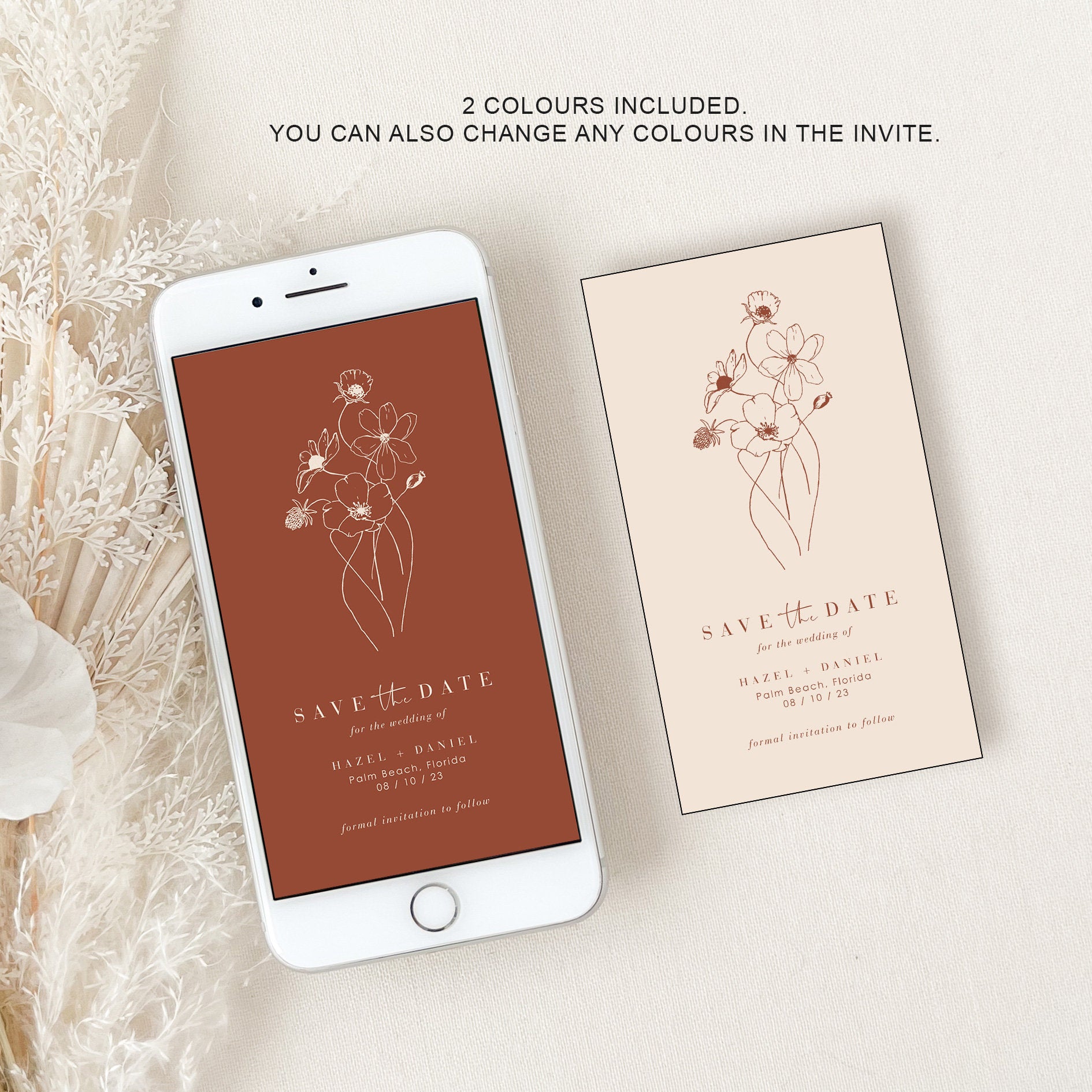 HAZEL Terracotta Boho Save the Date Electronic