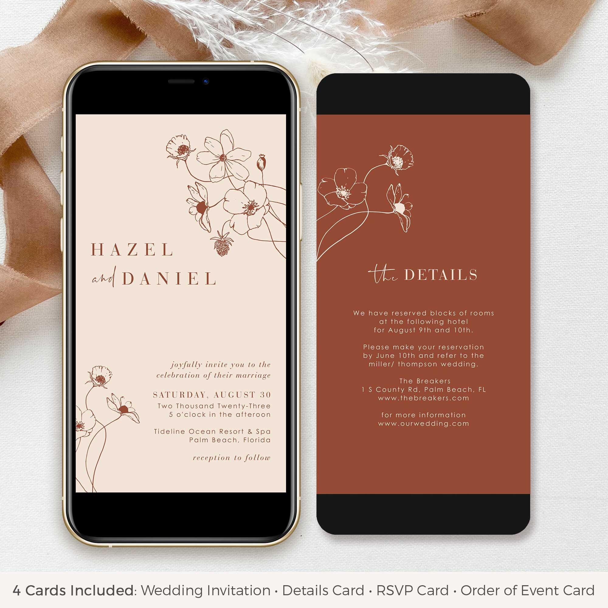 HAZEL Boho Wedding Invitation Set Evite