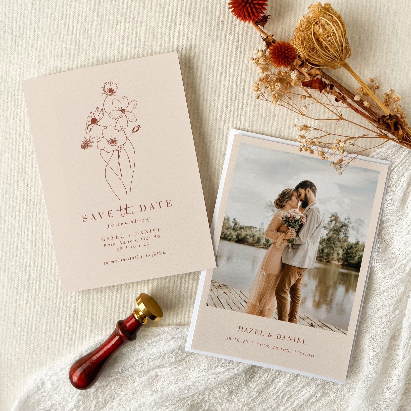 HAZEL Terracotta Boho Save the Date Template