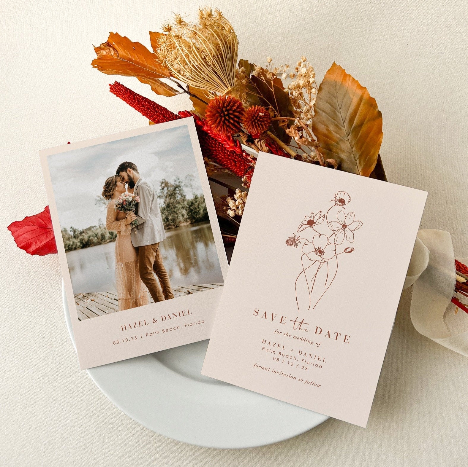 HAZEL Terracotta Boho Save the Date Template