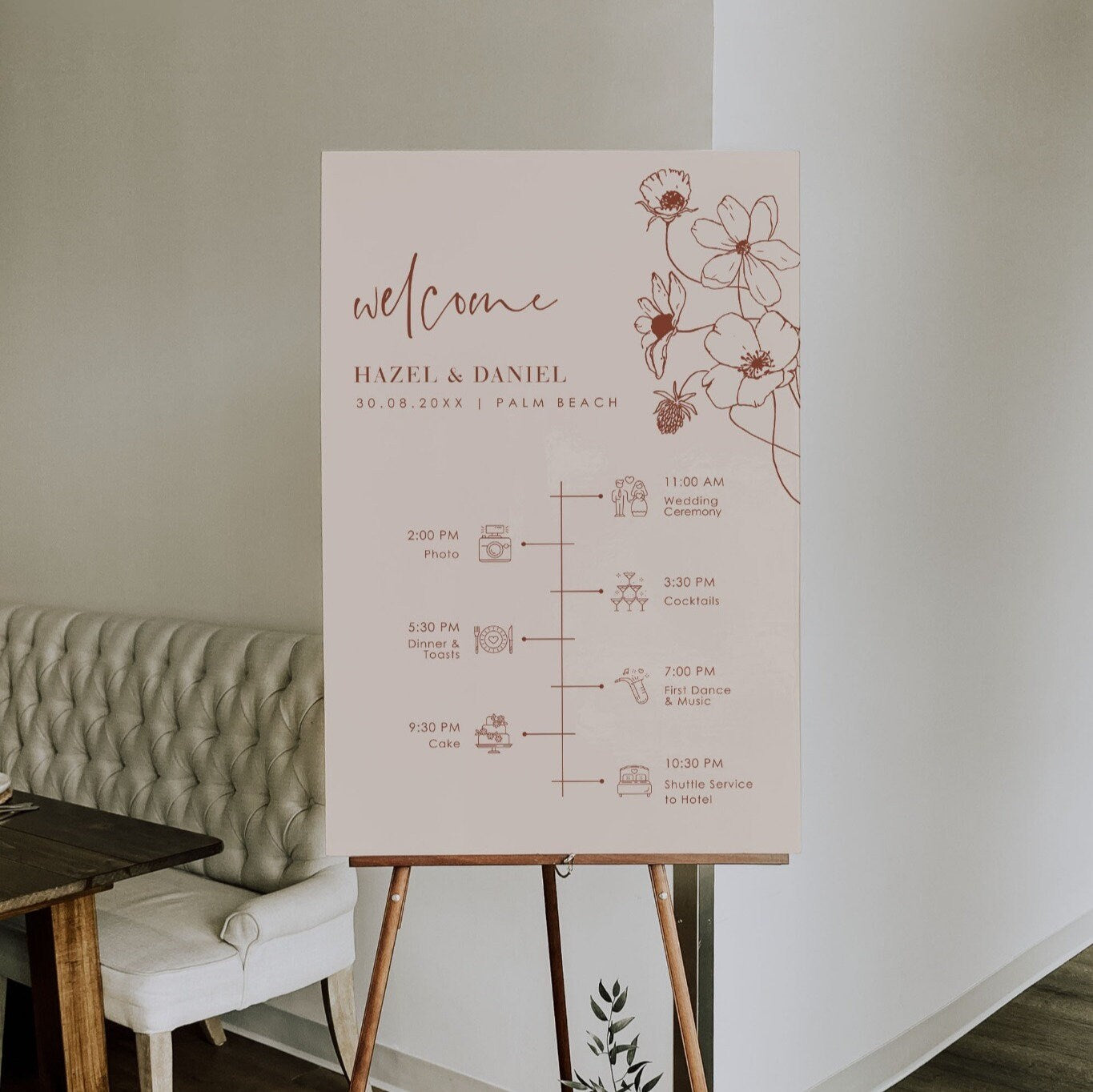 HAZEL Wedding Order of Events Sign Template