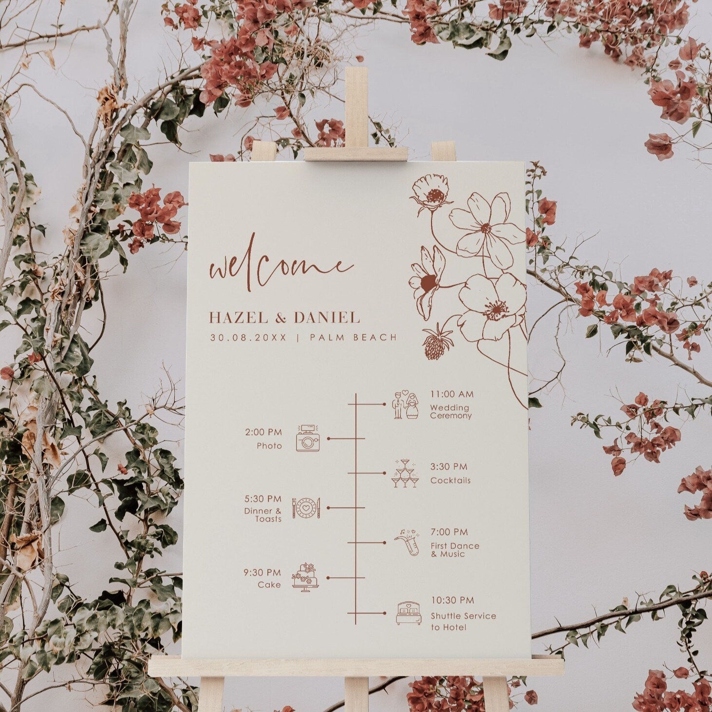 HAZEL Wedding Order of Events Sign Template