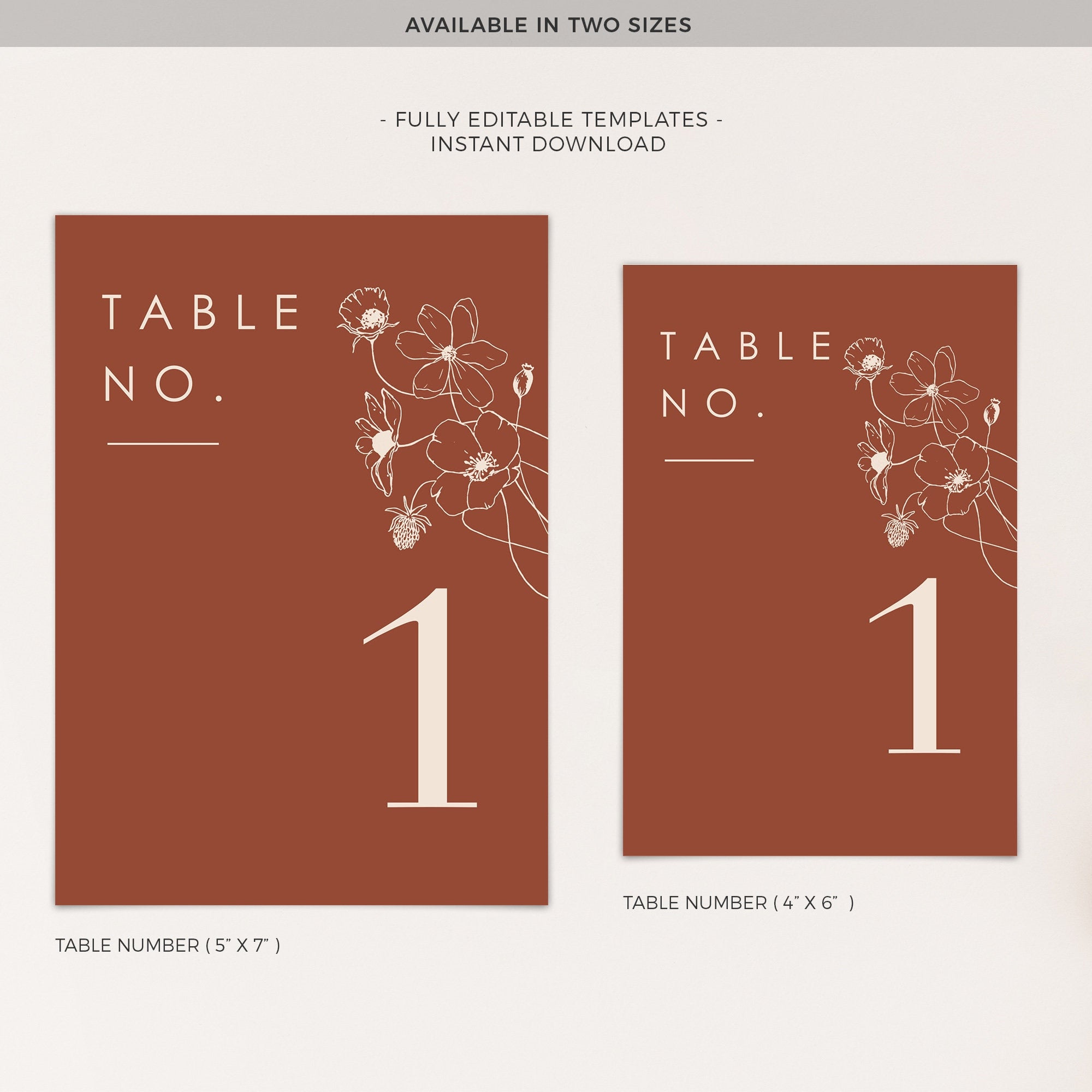 HAZEL Terracotta Table Numbers Wedding Printable