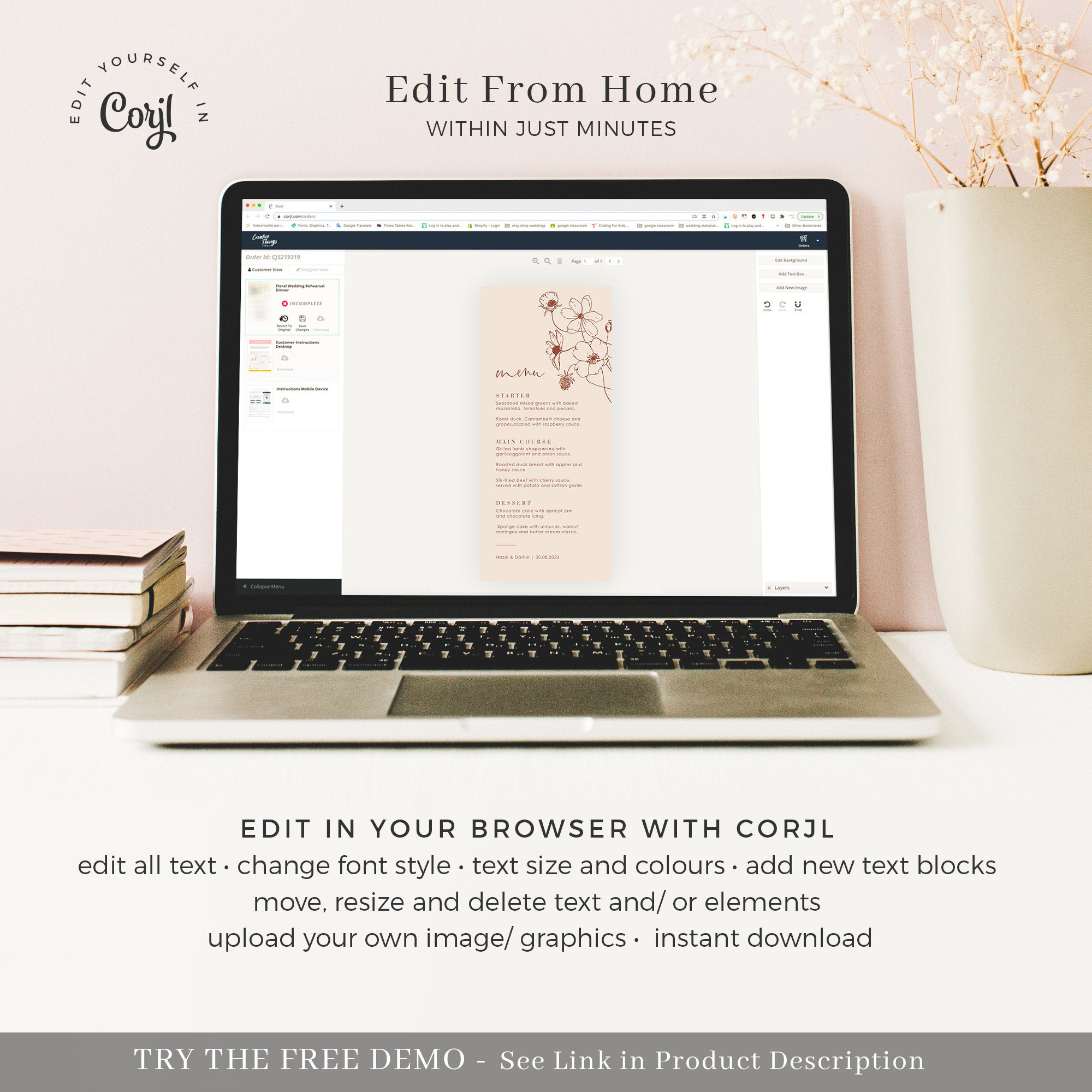 HAZEL Printable Menu Template for Wedding