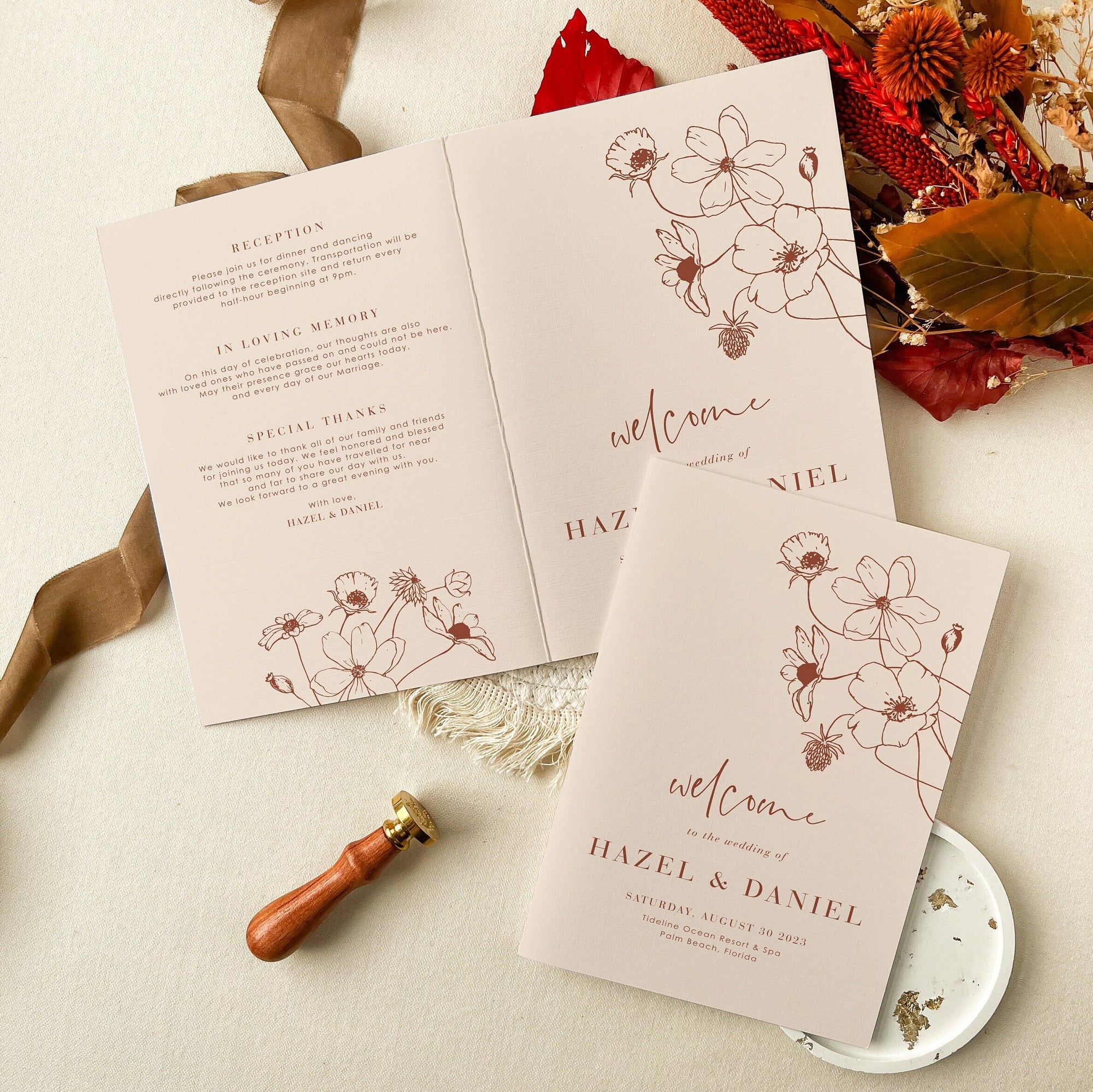 HAZEL Terracotta Wedding Program Template