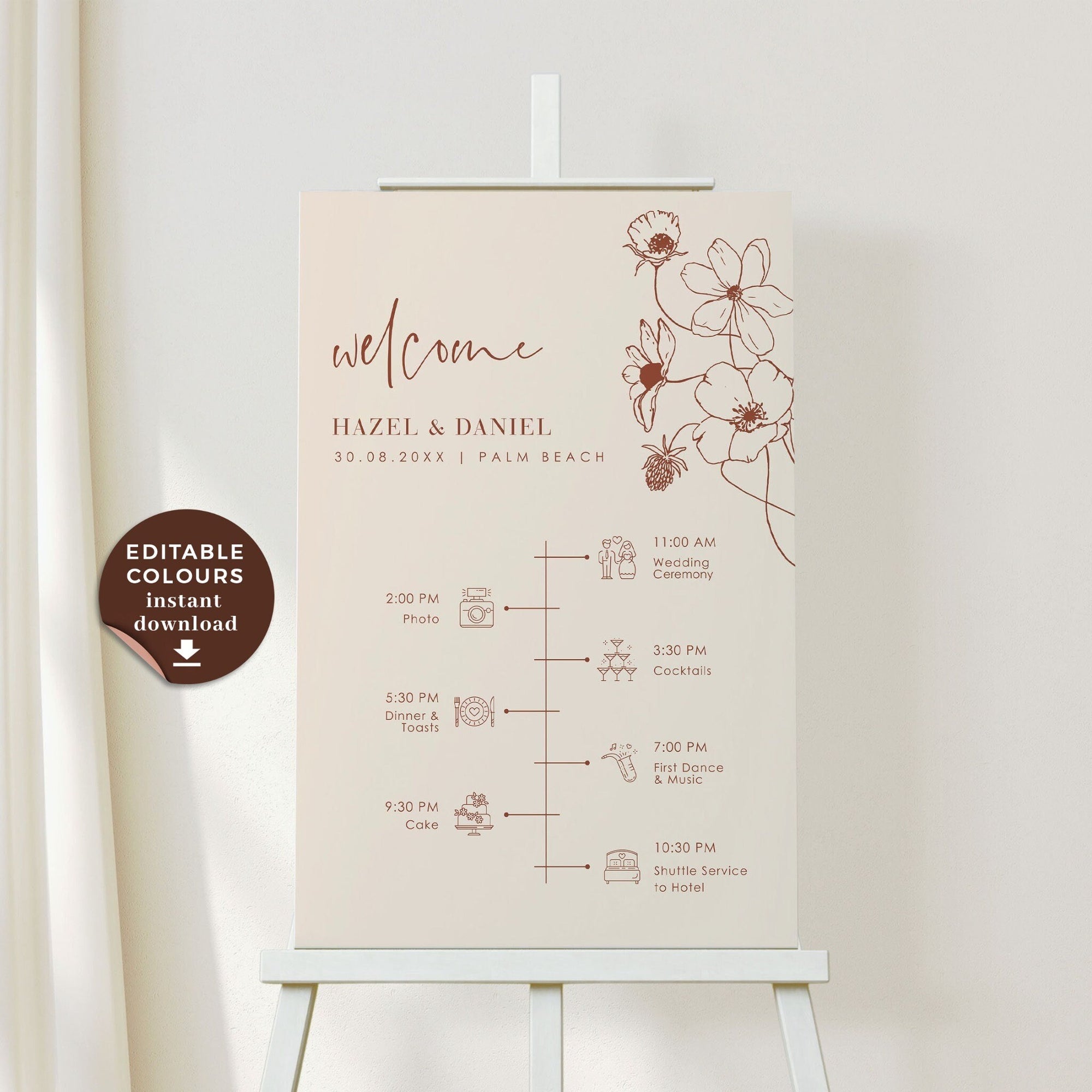 HAZEL Wedding Order of Events Sign Template