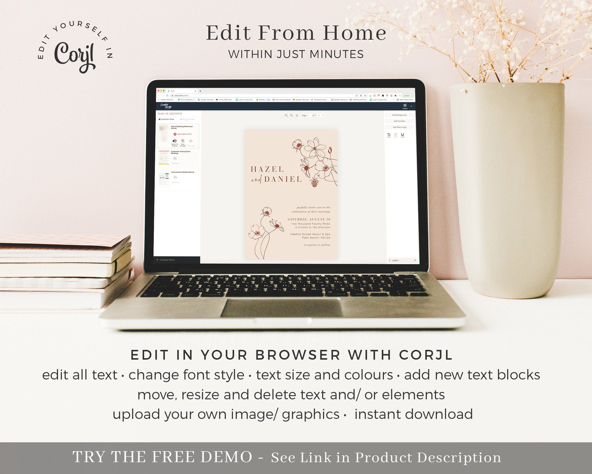 HAZEL Terracotta Wedding Stationery Templates Bundle
