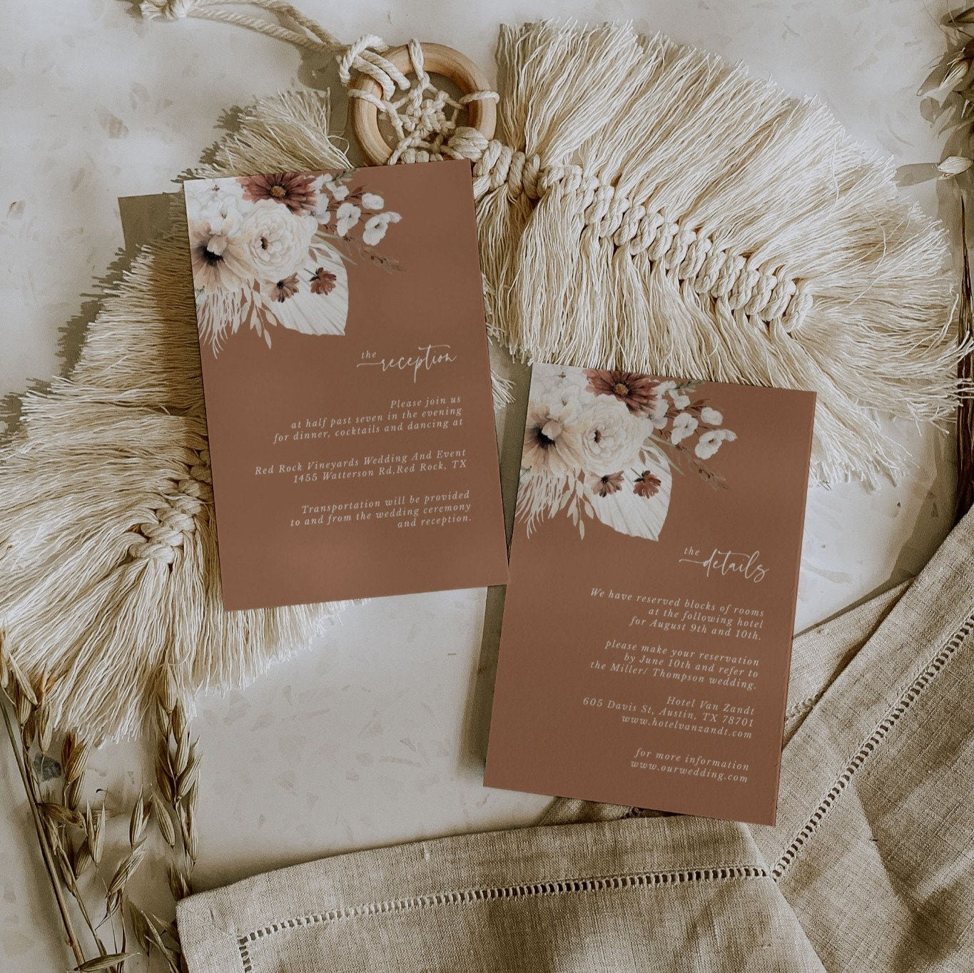 LAUREL Boho Wedding Invitation Suite Template