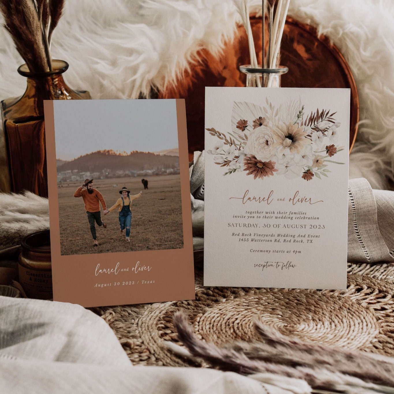 LAUREL Boho Wedding Invitation Suite Template