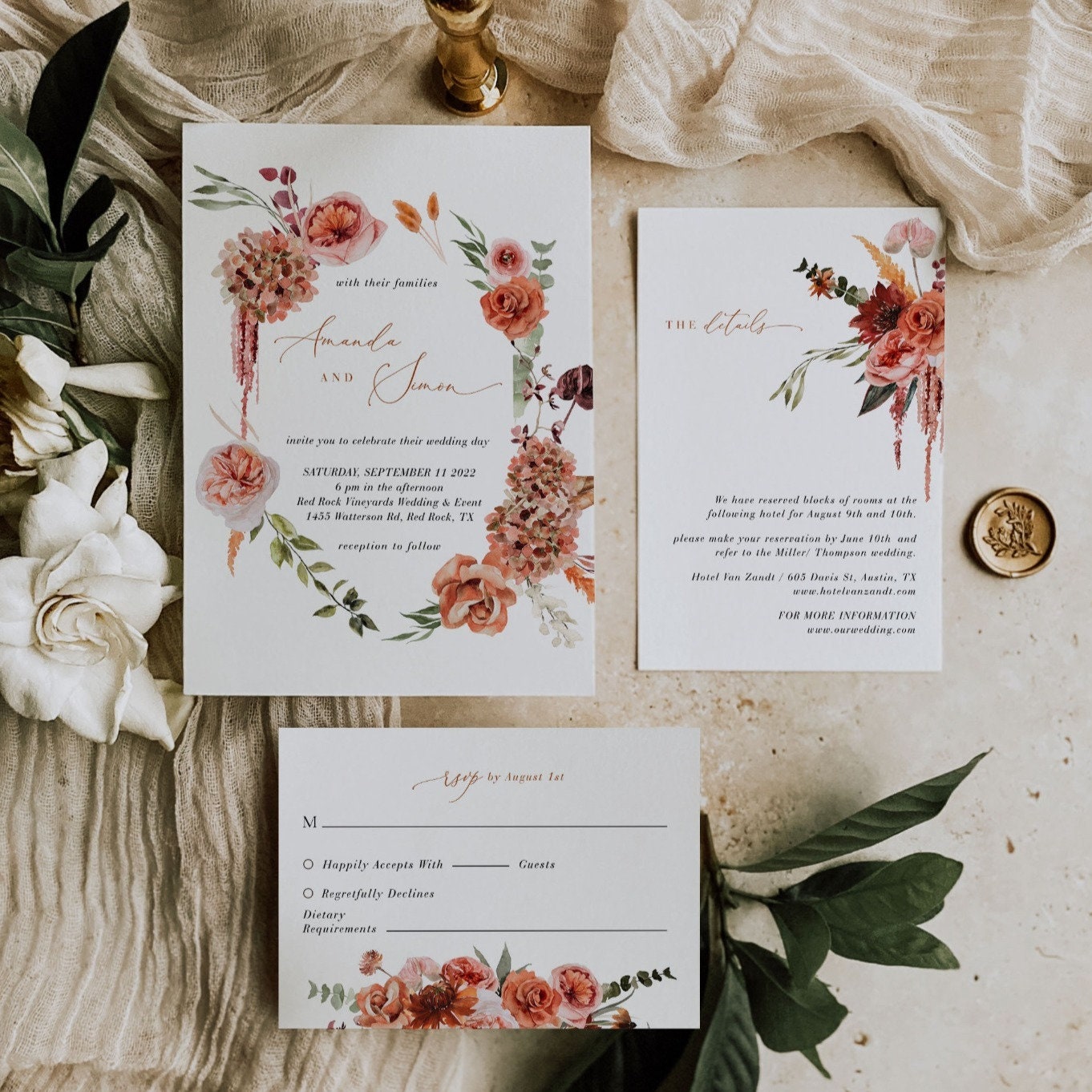 SCARLETT Boho Wedding Invitation Suite Template
