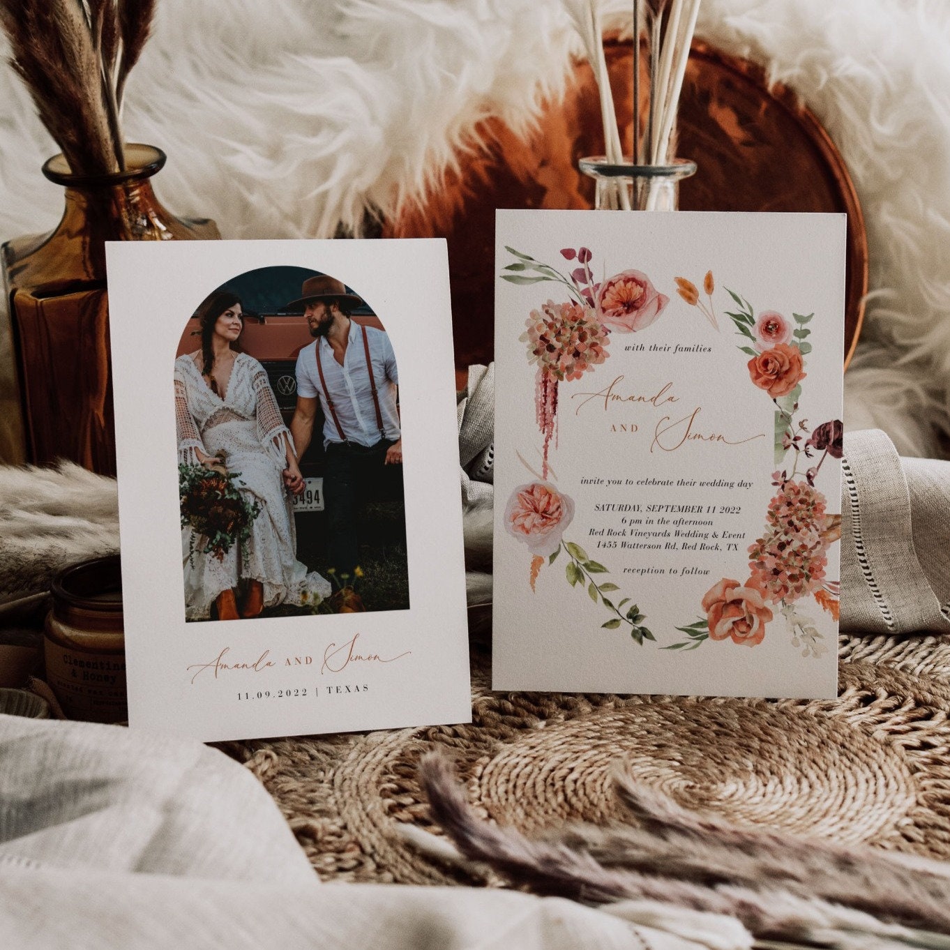 SCARLETT Bohemian Wedding Invitation Template