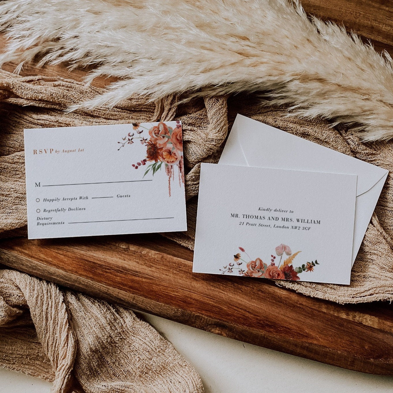 SCARLETT Bohemian Wedding Invitation Template Set