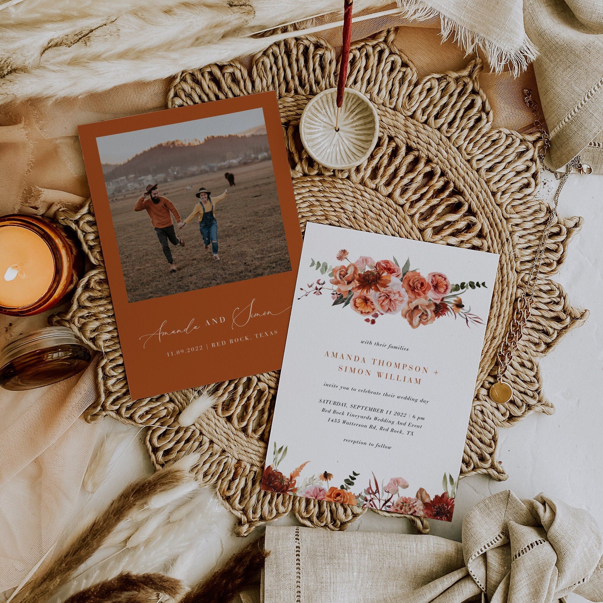 SCARLETT Bohemian Wedding Invitation Template