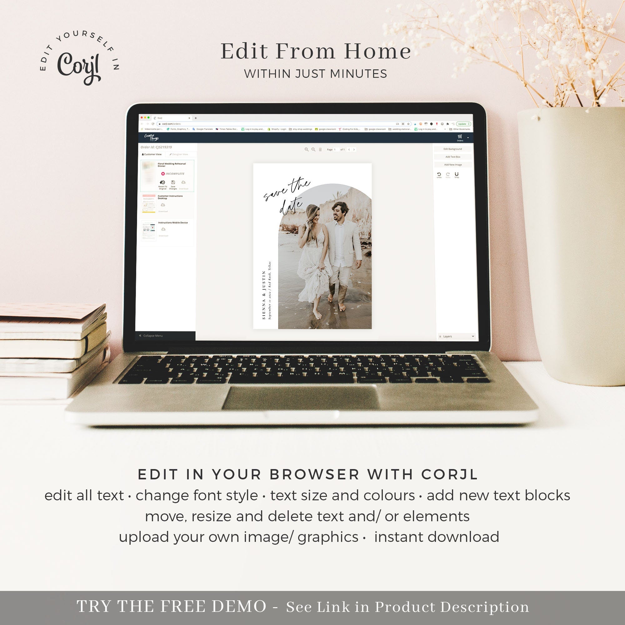 LAURA Arch Save the Date Template with Photo
