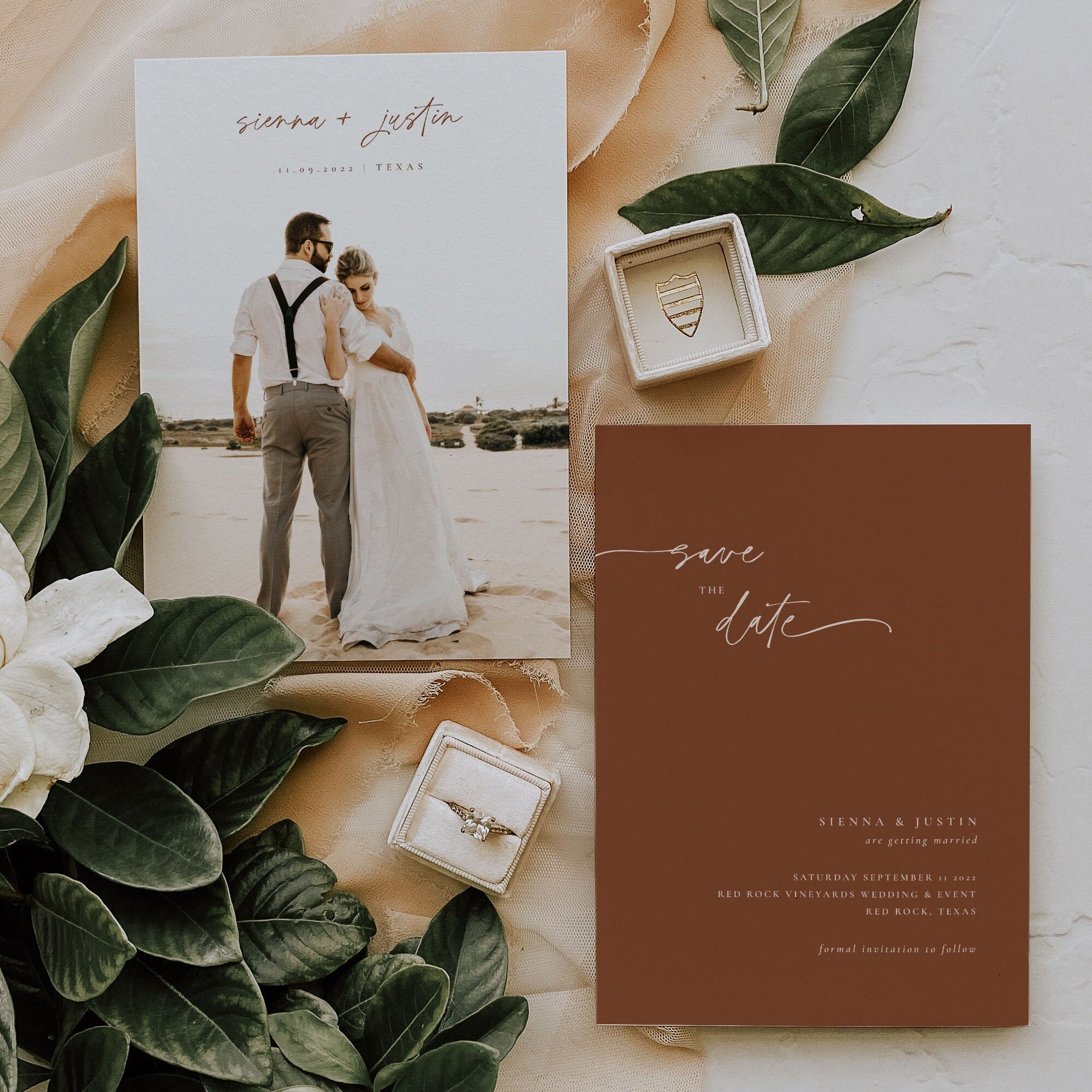 SIENNA Terracotta Boho Save the Date Template