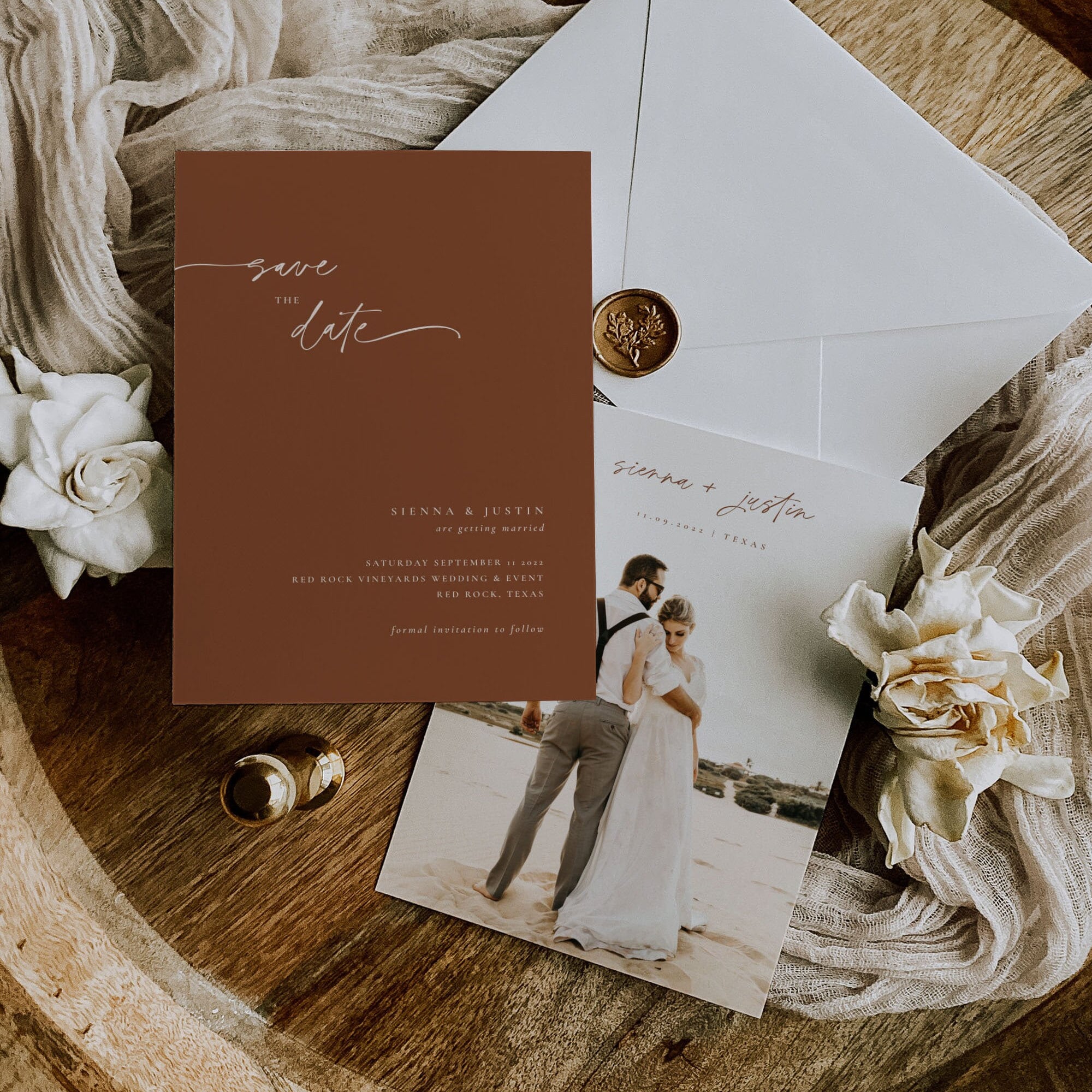 SIENNA Terracotta Boho Save the Date Template