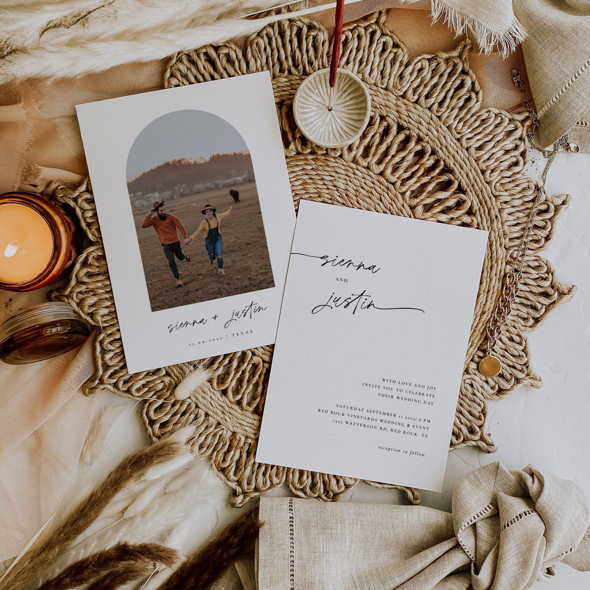 LAURA Modern Boho Wedding Invitation Template