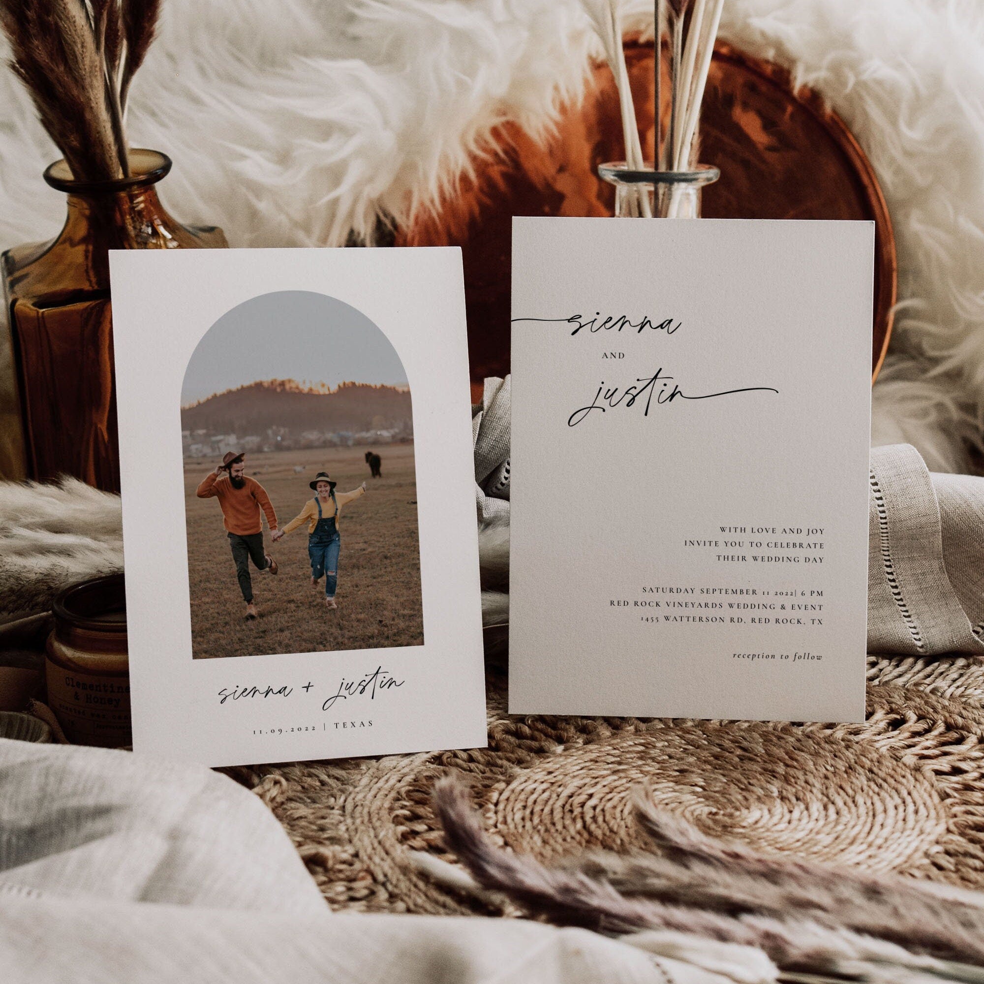 LAURA Modern Boho Wedding Invitation Template