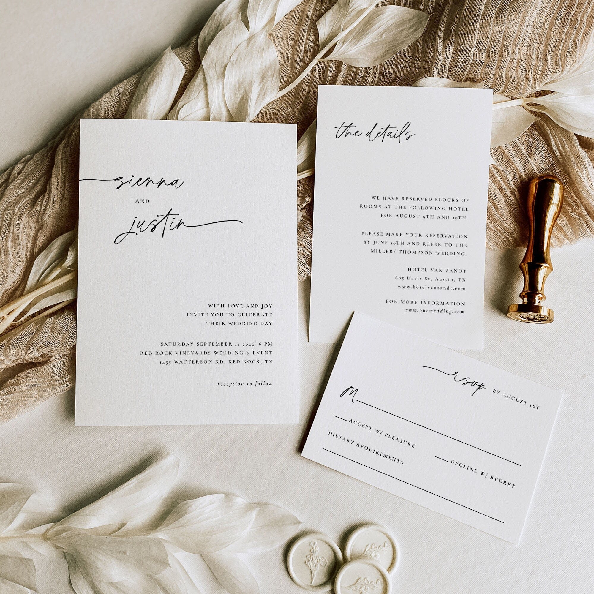 LAURA | Modern Boho Wedding Invitation Suite Template