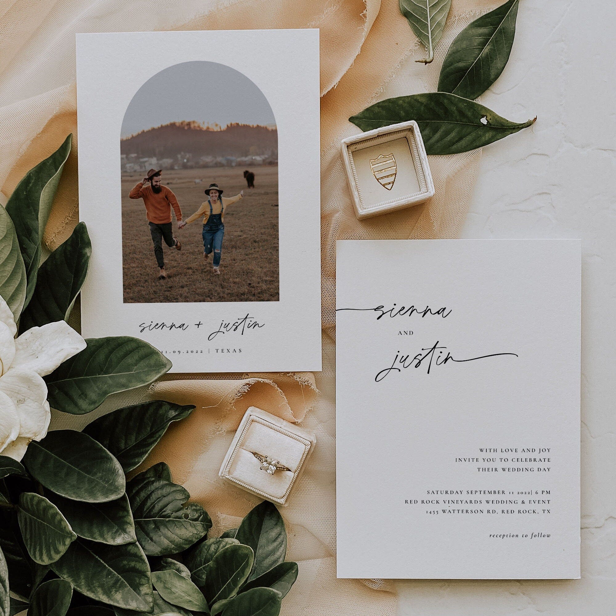 LAURA | Modern Boho Wedding Invitation Suite Template