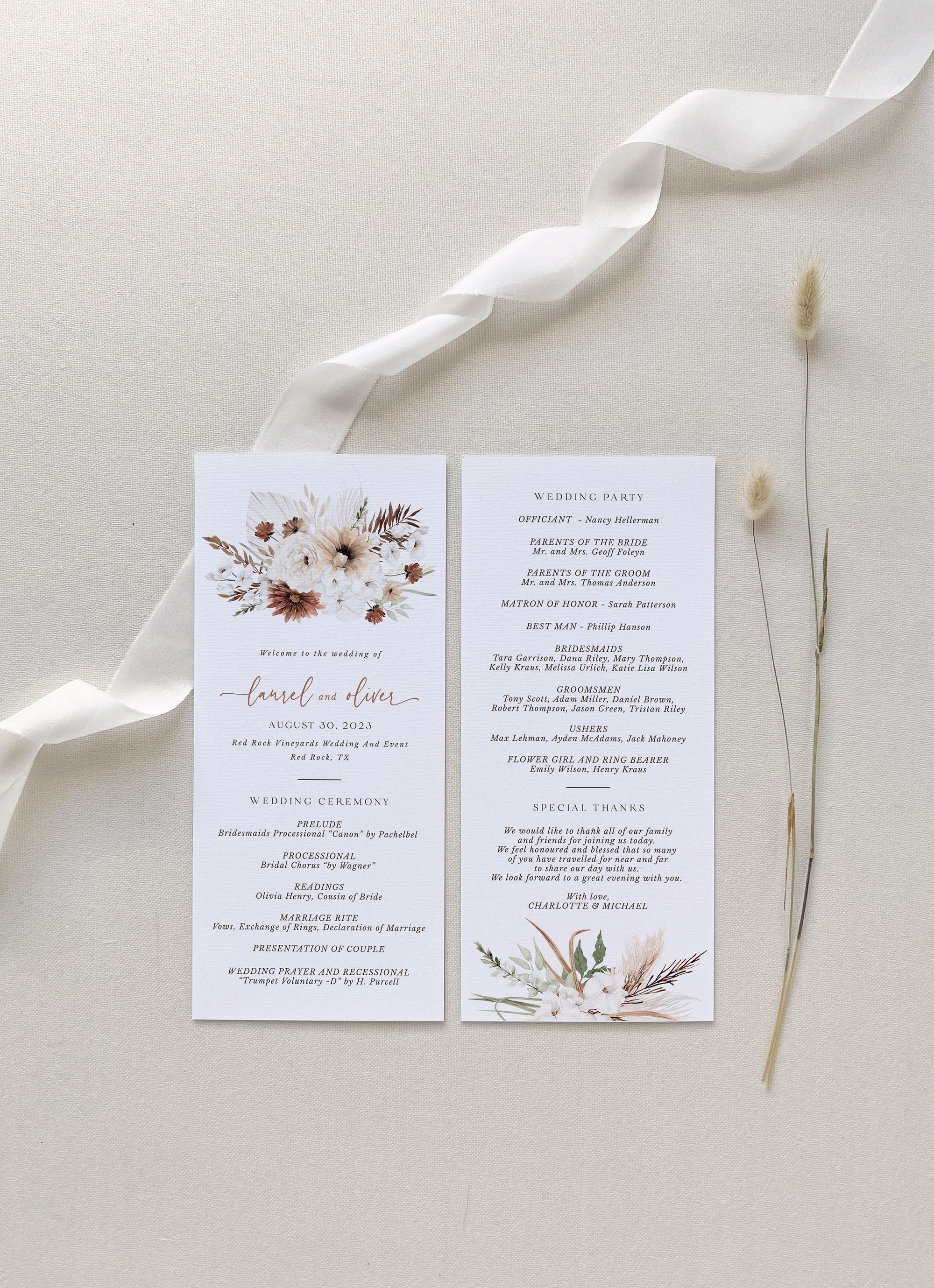 LAUREL Template for Wedding Program