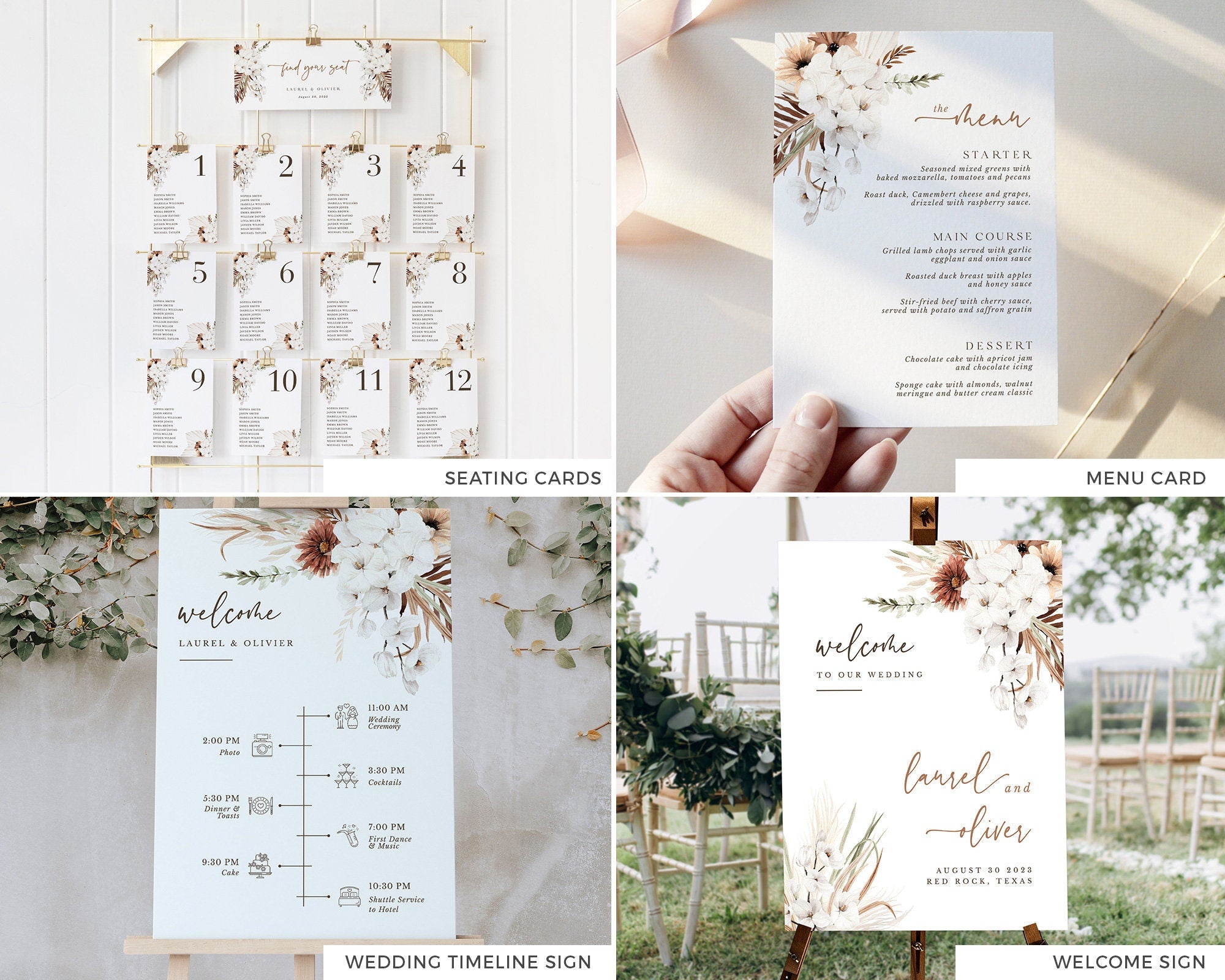 LAUREL Boho Wedding Stationery Template Bundle