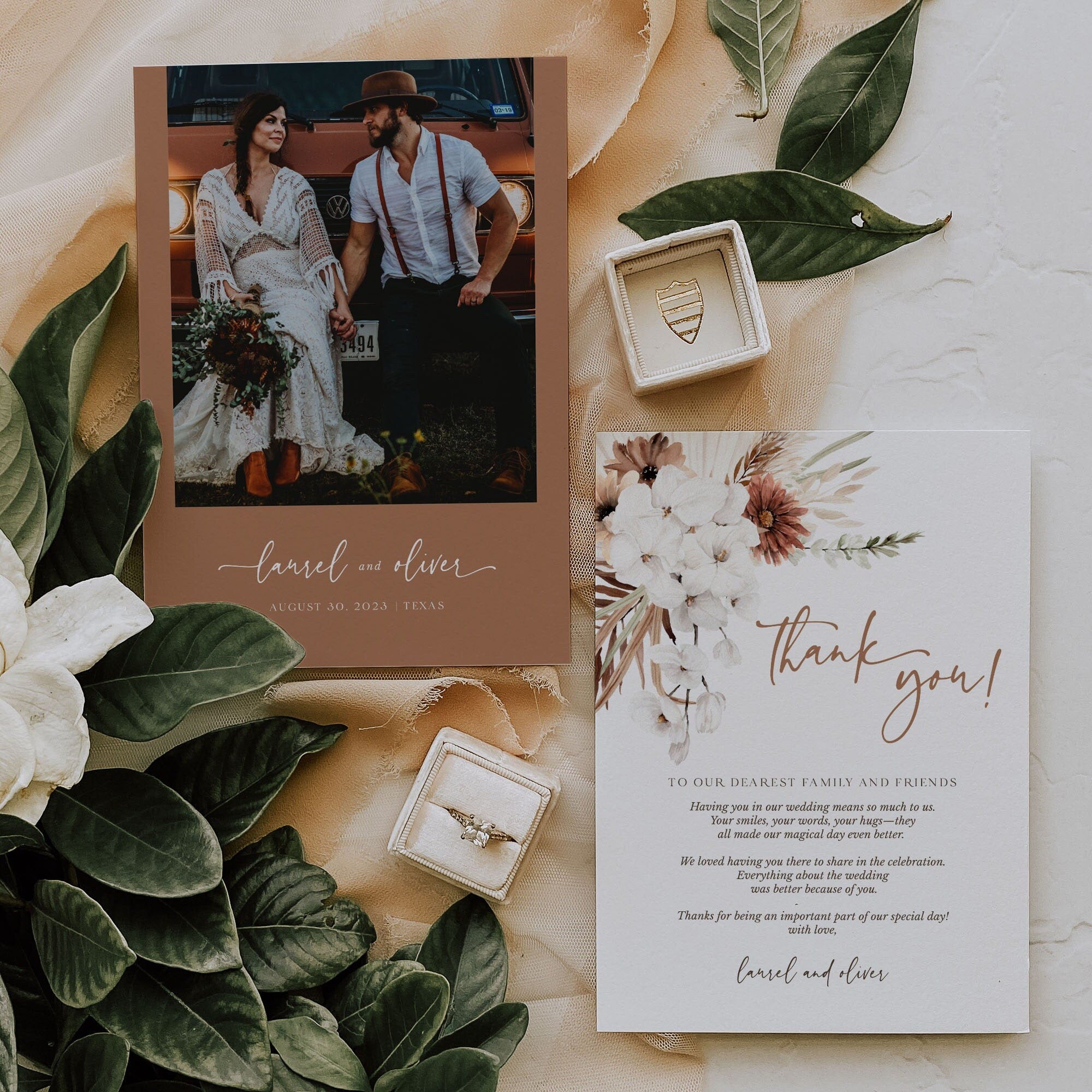 LAUREL Boho Wedding Thank You Cards Templates
