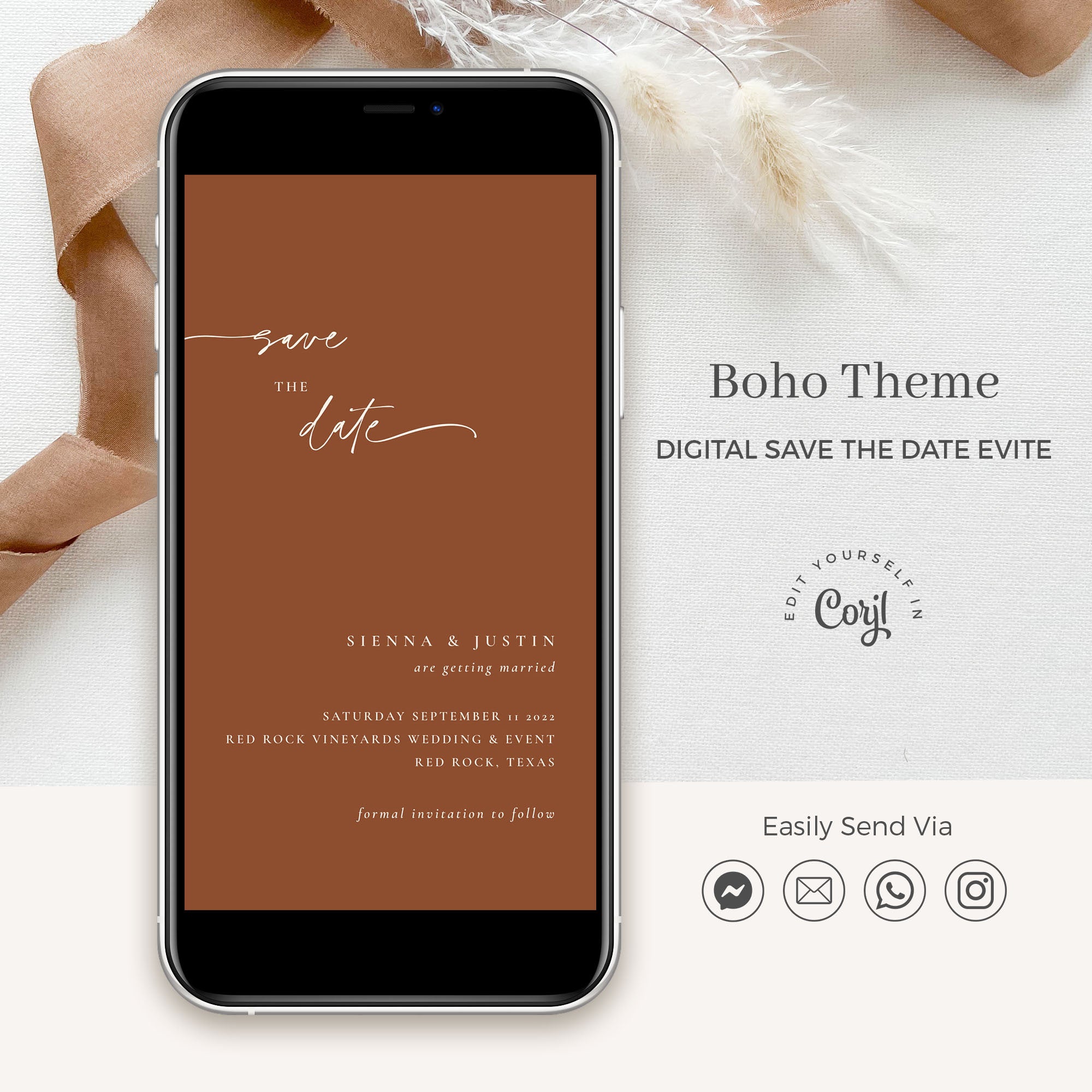 SIENNA Terracotta Save the Date Digital