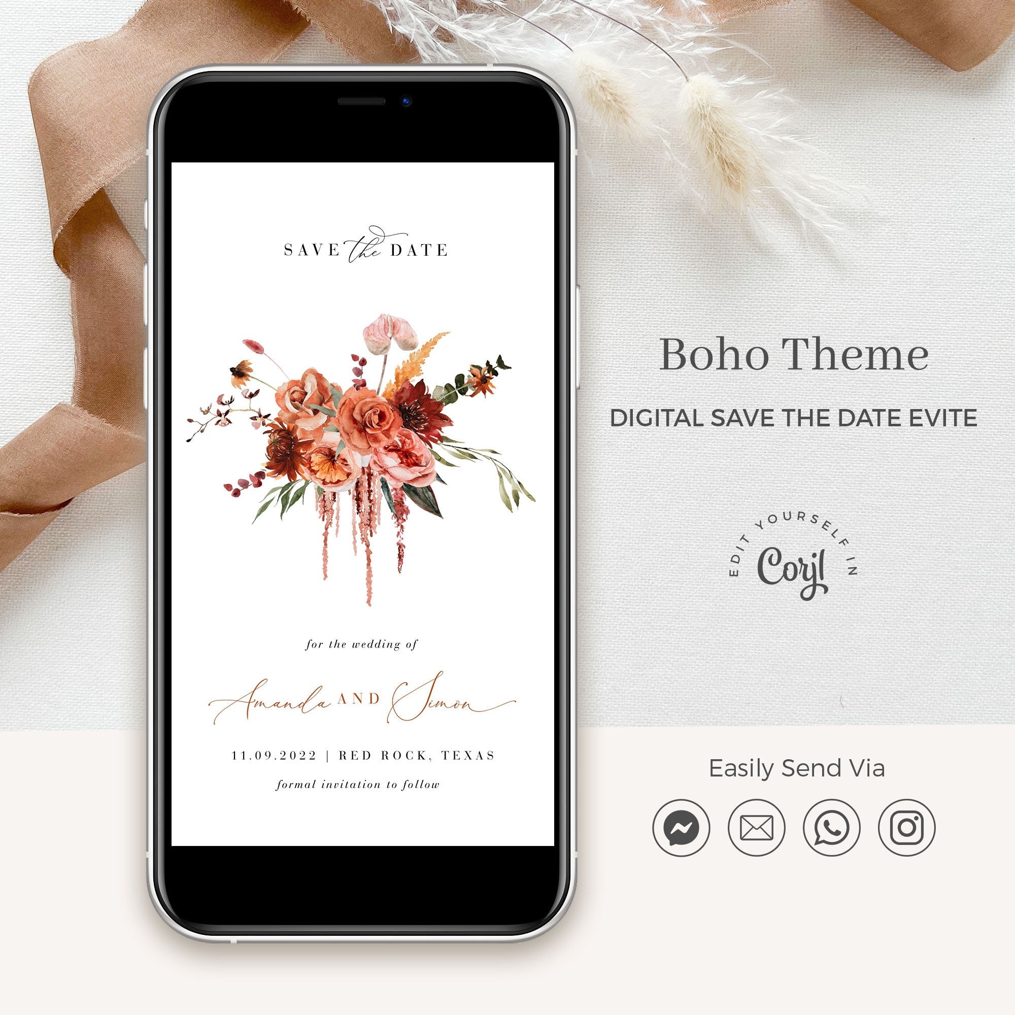 SCARLETT Boho Save the Date Digital