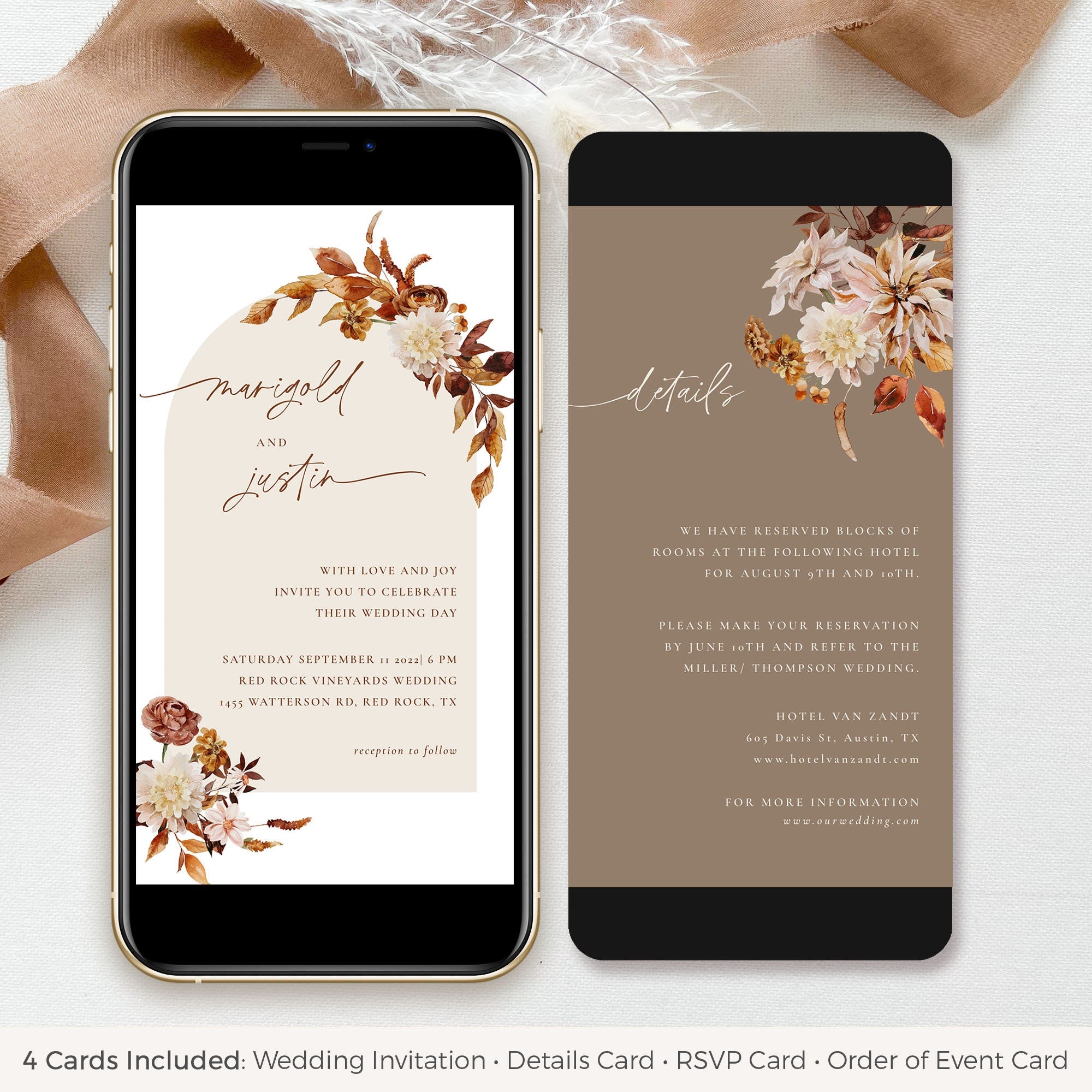MARIGOLD Boho Wedding Invitation Electronic