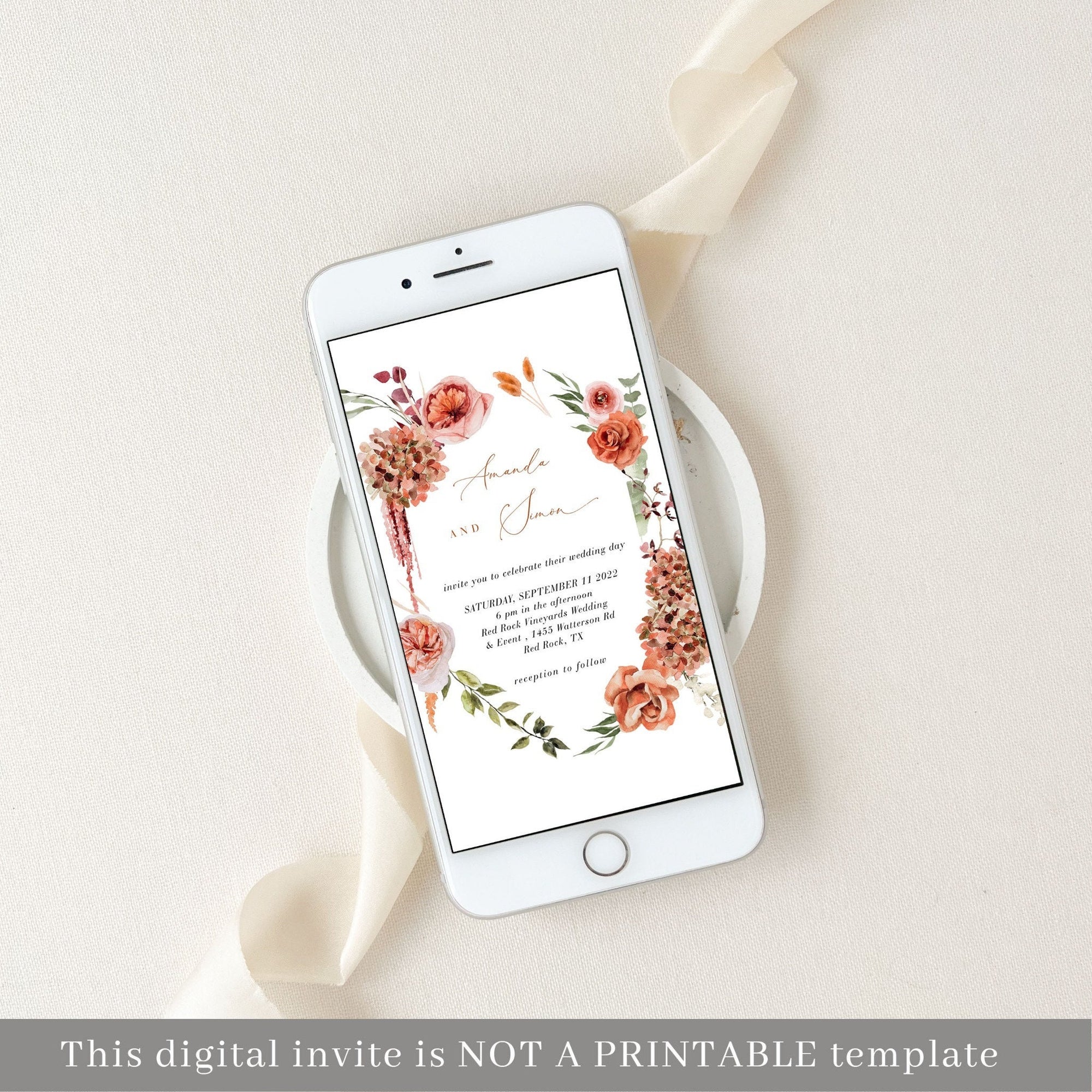 SCARLETT Wedding Invitation with Rsvp Boho Chic