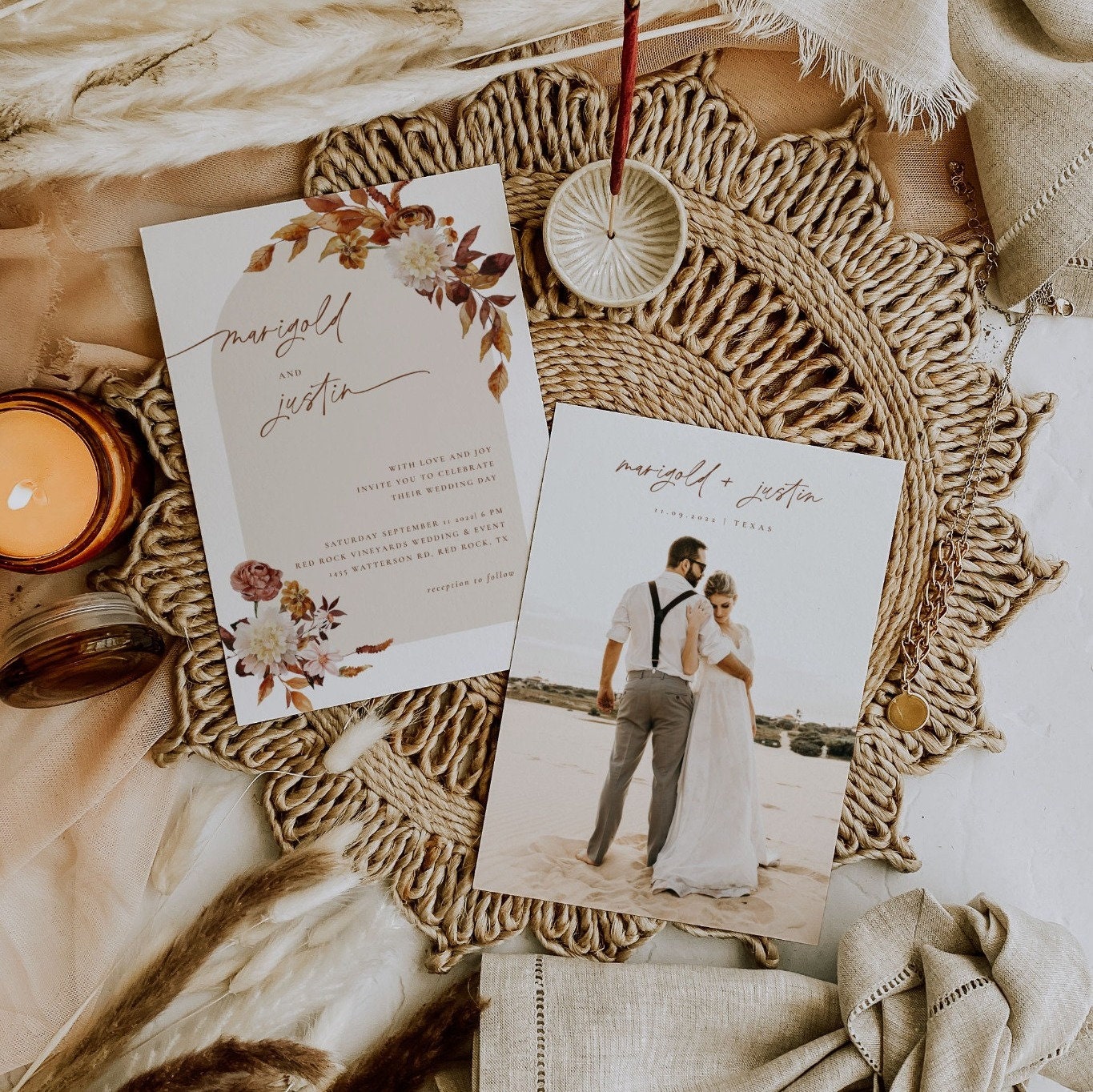 MARIGOL Boho Wedding Invitation Template