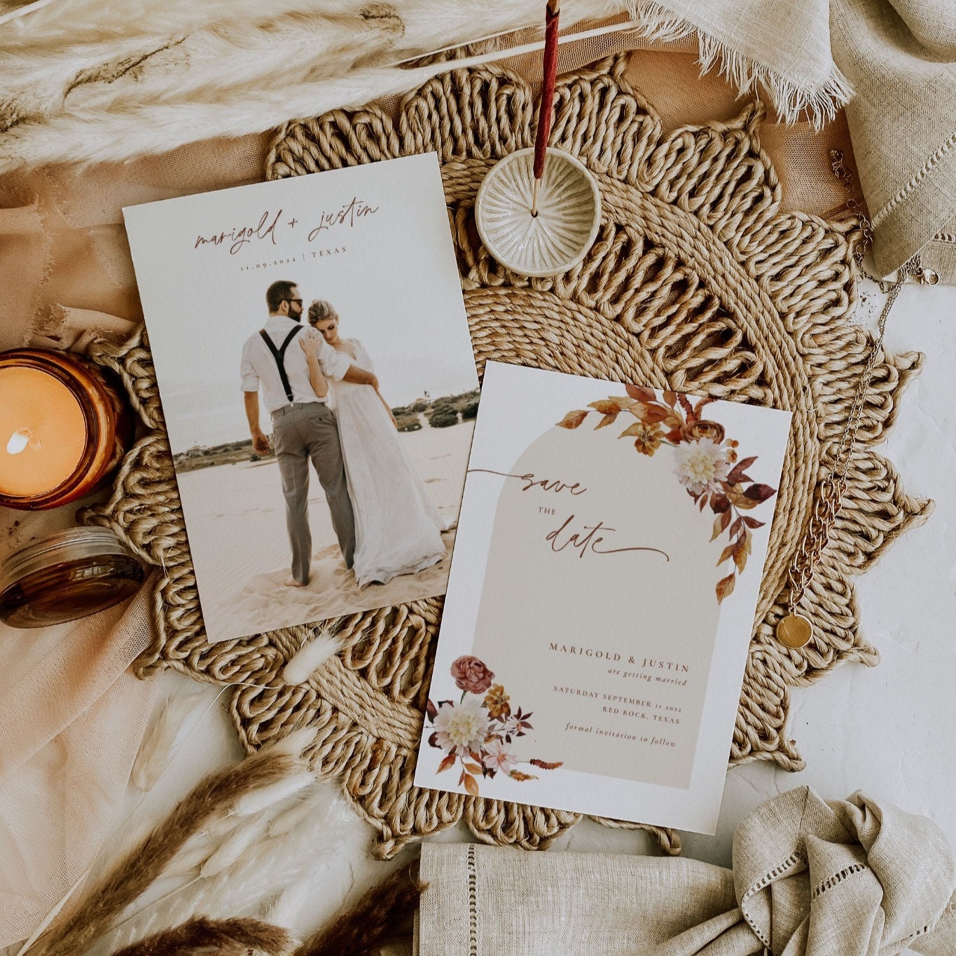 MARIGOLD Boho Wedding Save the Date Template