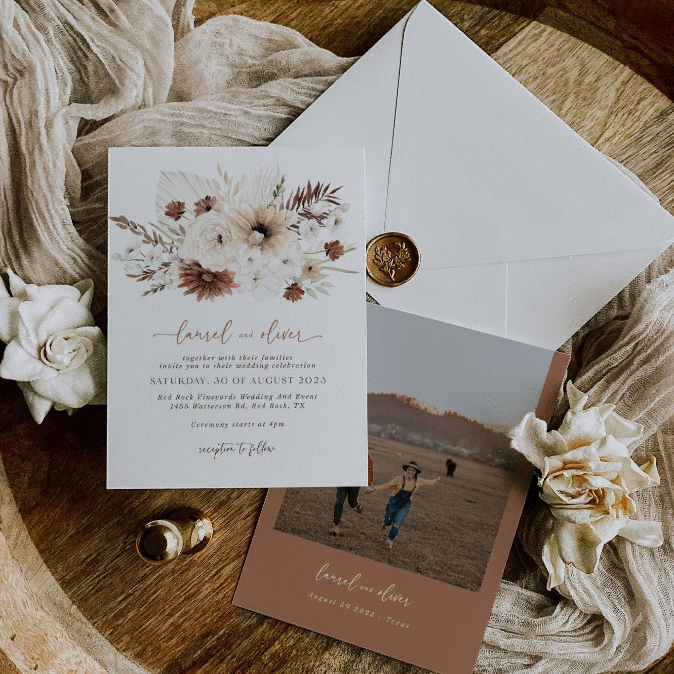 LAUREL Boho Wedding Invitation Suite Template