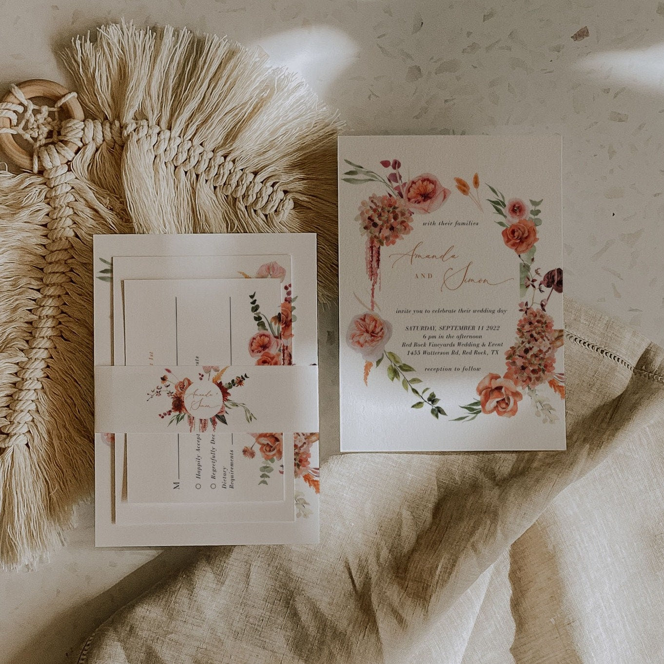 SCARLETT Boho Wedding Invitation Suite Template
