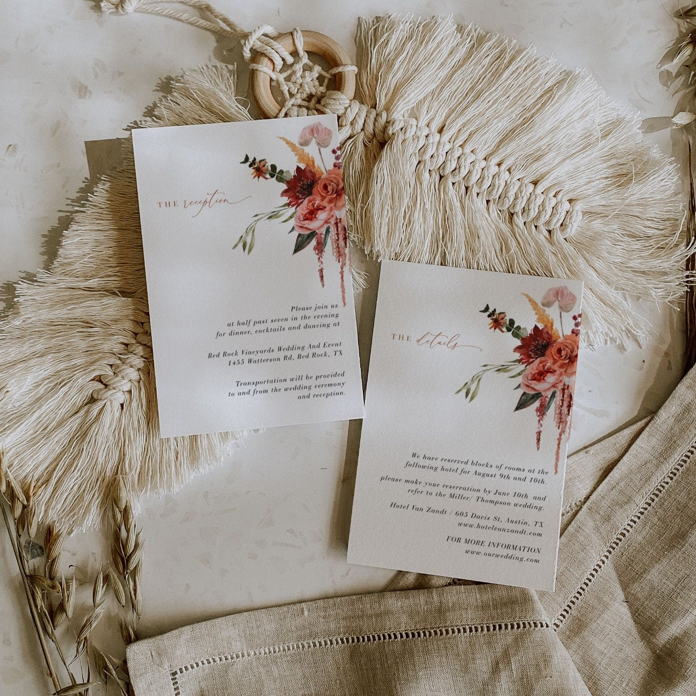SCARLETT Boho Wedding Invitation Suite Template