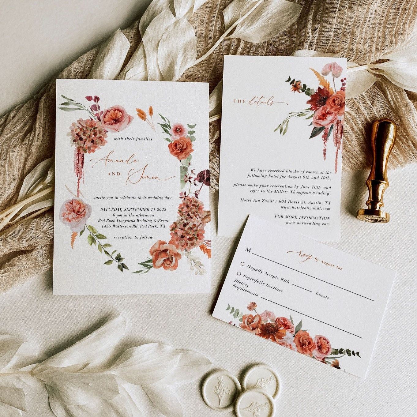 SCARLETT Boho Wedding Invitation Suite Template