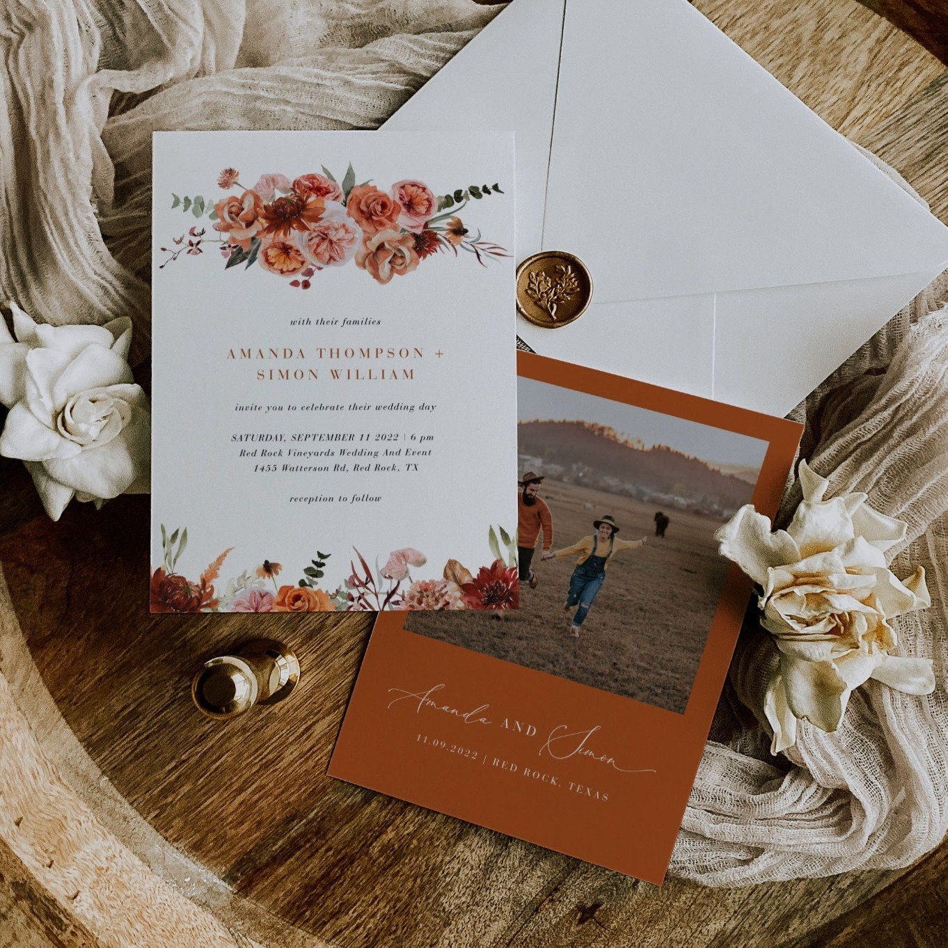 SCARLETT Bohemian Wedding Invitation Template Set