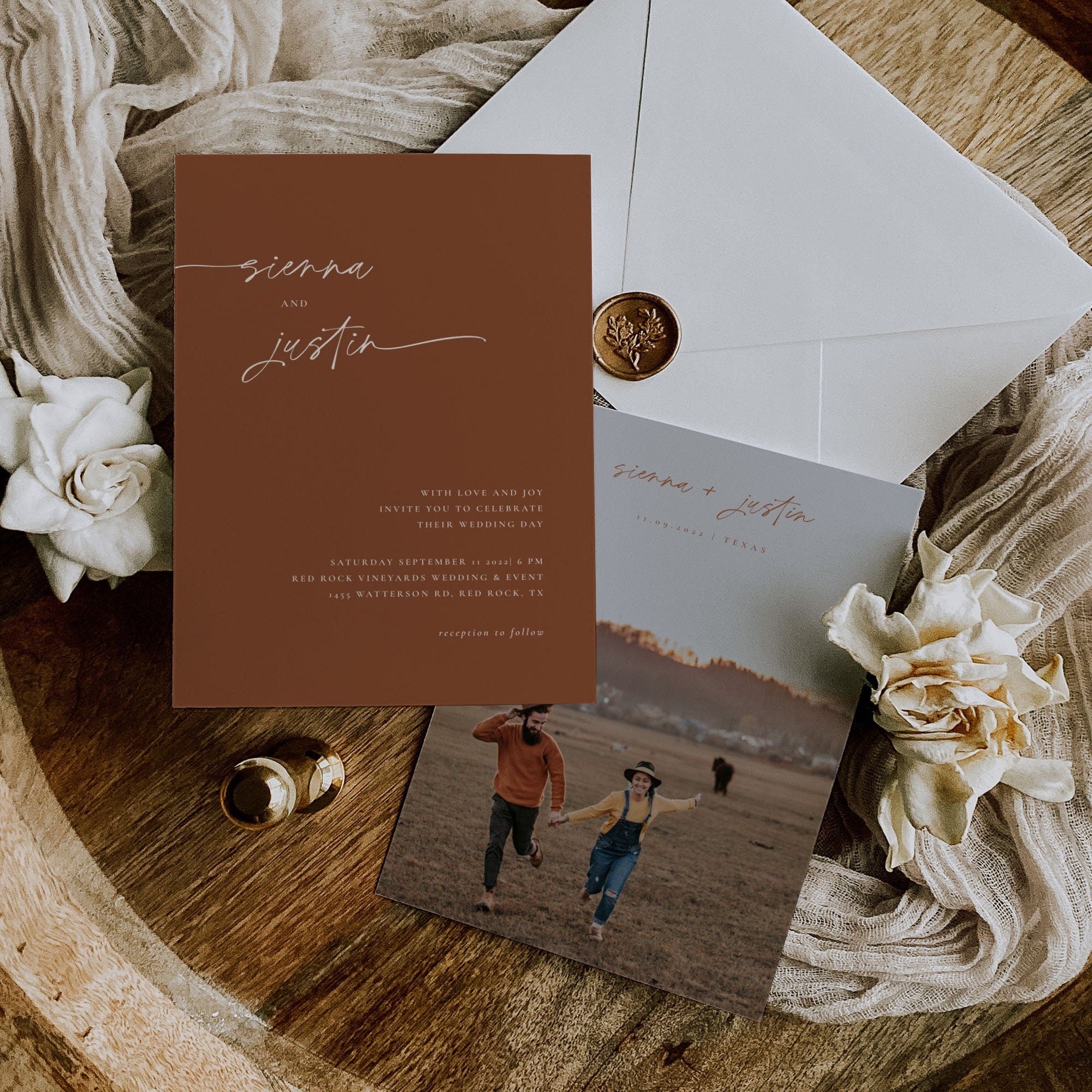 SIENNA Terracotta Boho Wedding Invitation Template