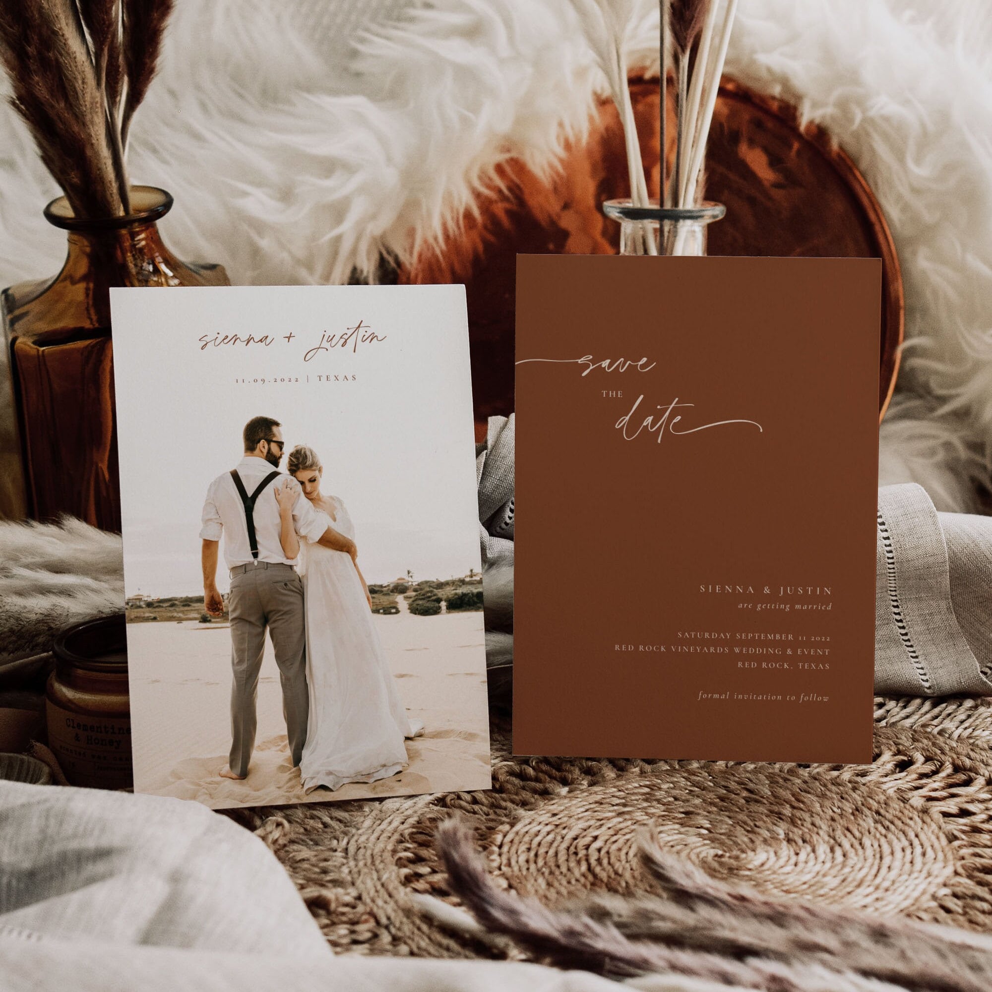 SIENNA Terracotta Boho Save the Date Template