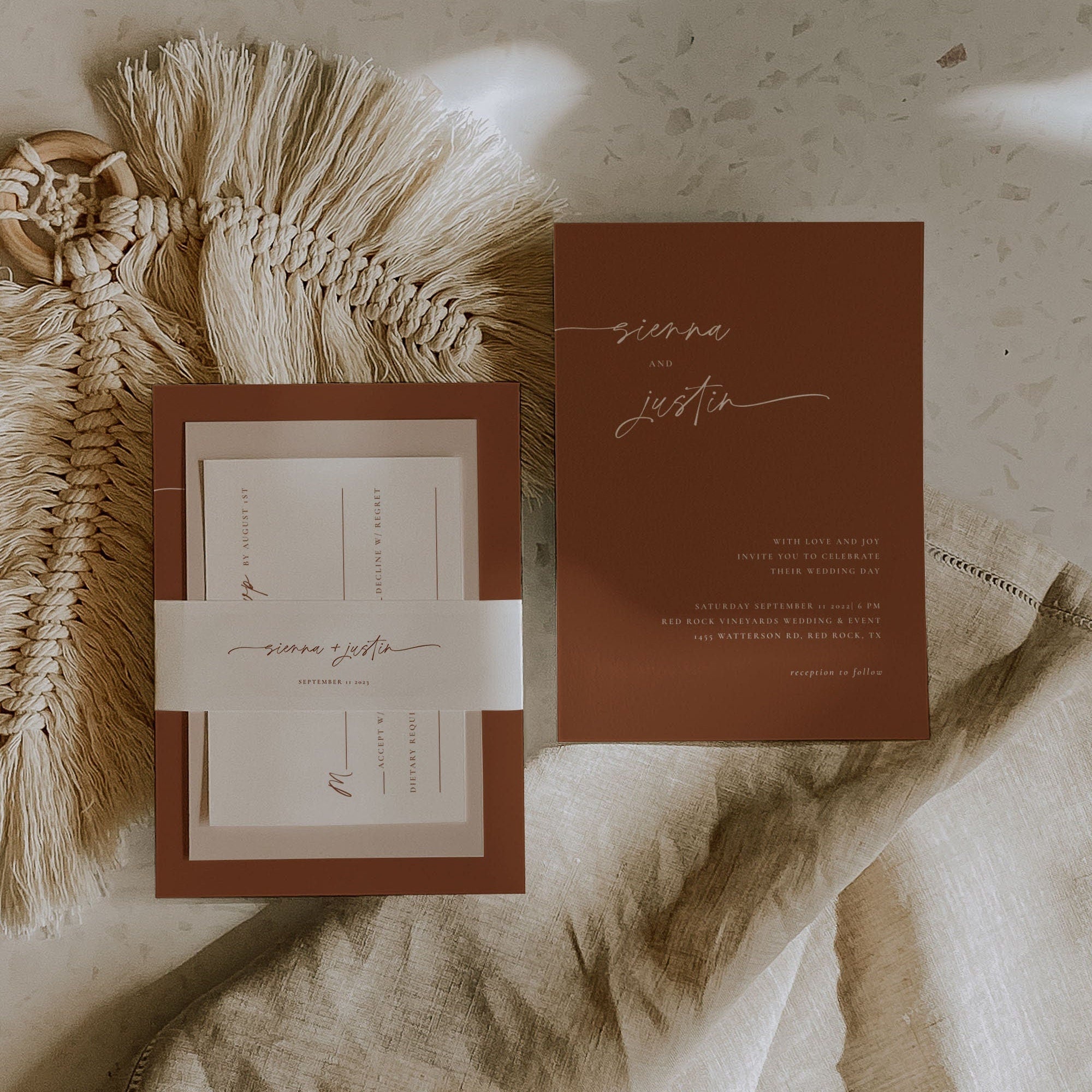 SIENNA Terracotta Wedding Invitation Set Template