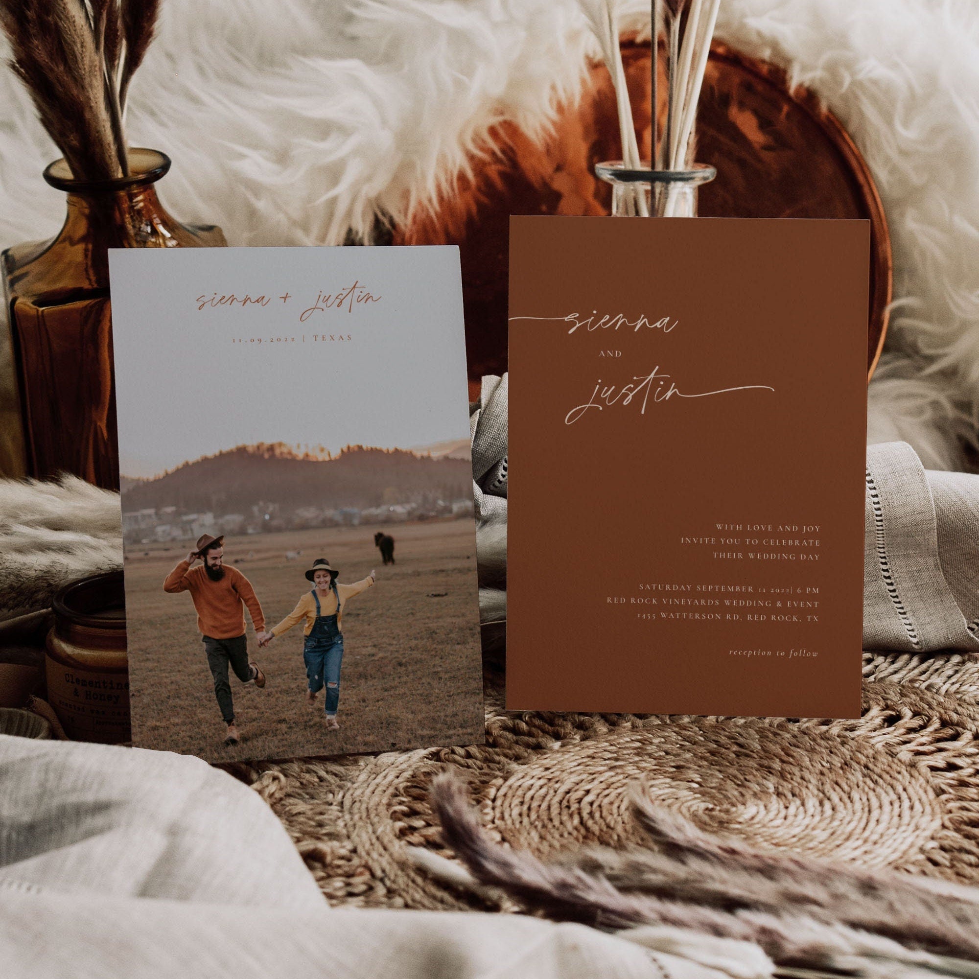 SIENNA Terracotta Wedding Invitation Set Template